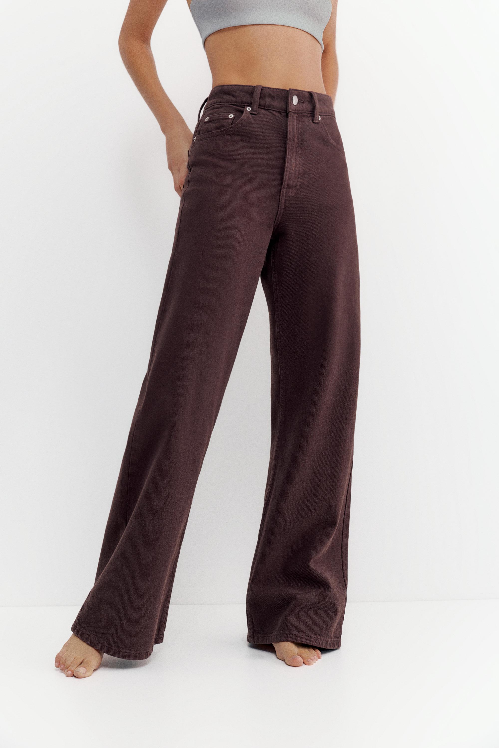 High-waist wide-leg jeans — Burgundy