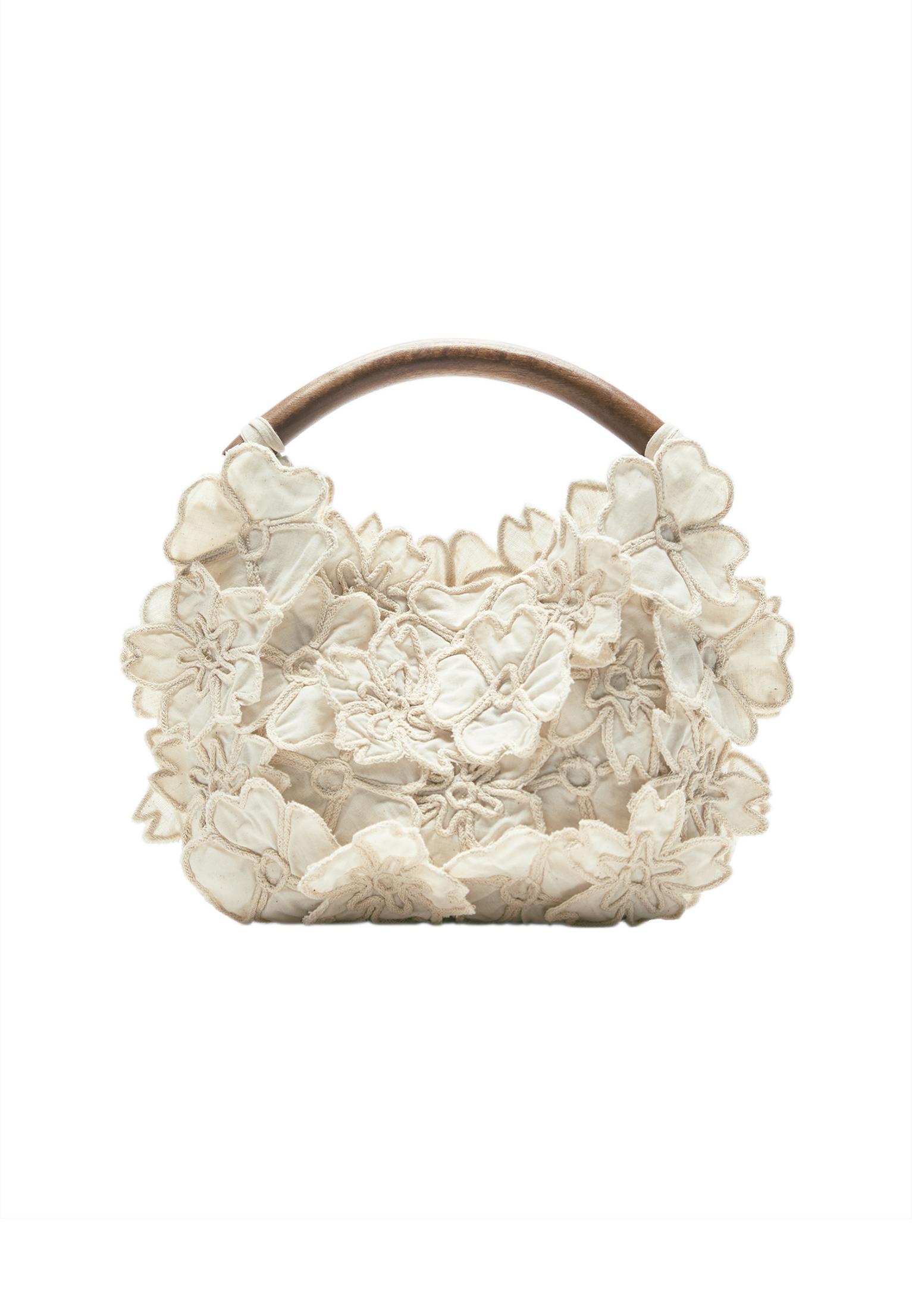 Floral handbag — Ecru