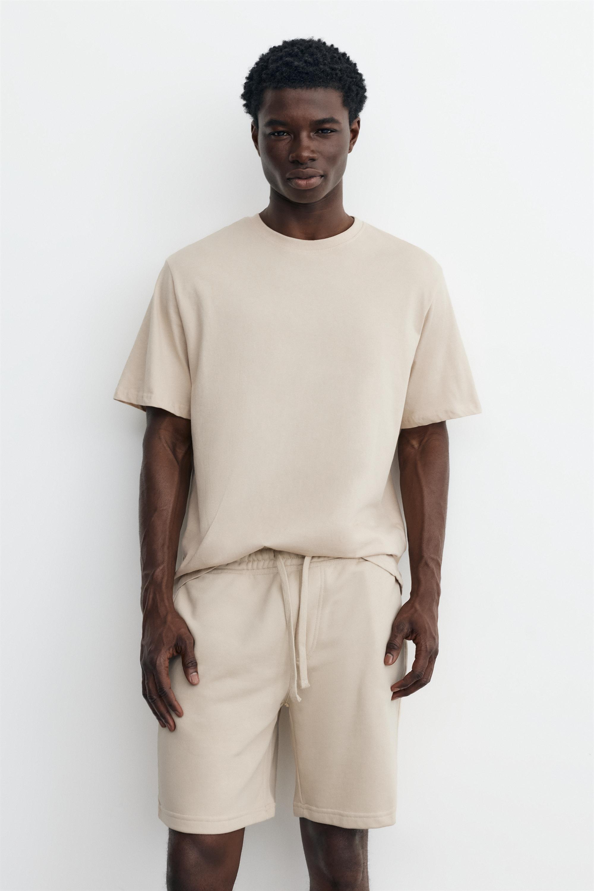Pack of Bermuda jogger shorts and T-shirt — Sand