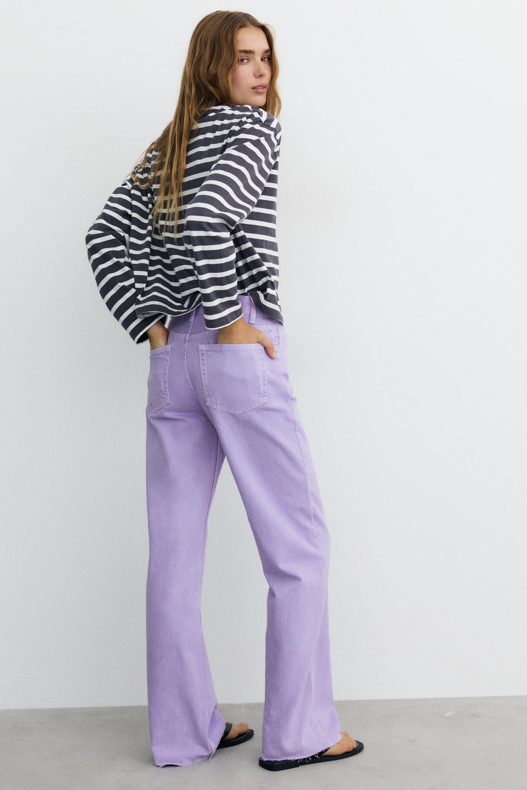 High-waist wide straight-leg jeans — Lilac