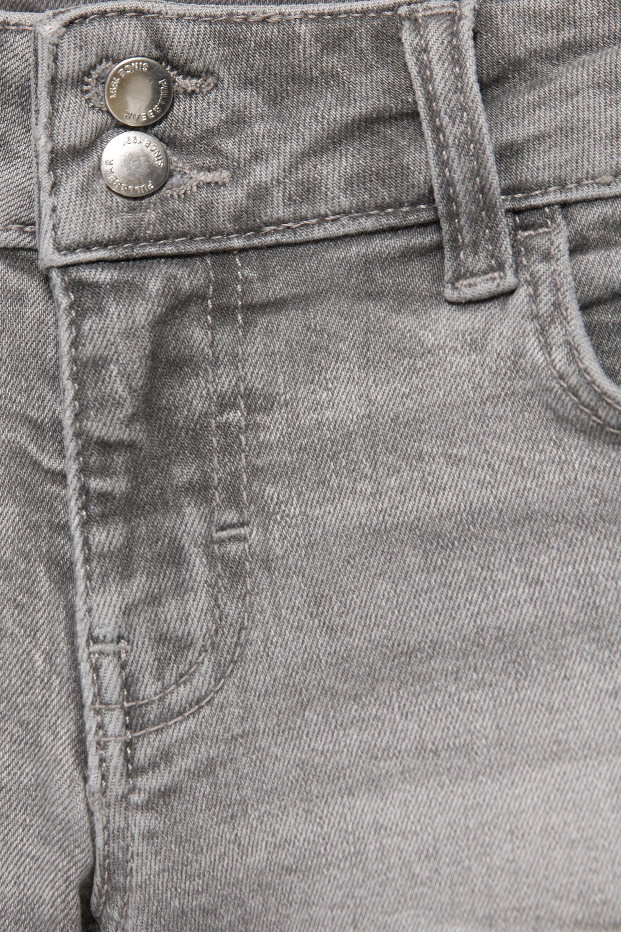 Double-button mini denim shorts — Grey