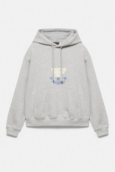 Relaxed hooded graphic sweatshirt — Grey marl 6