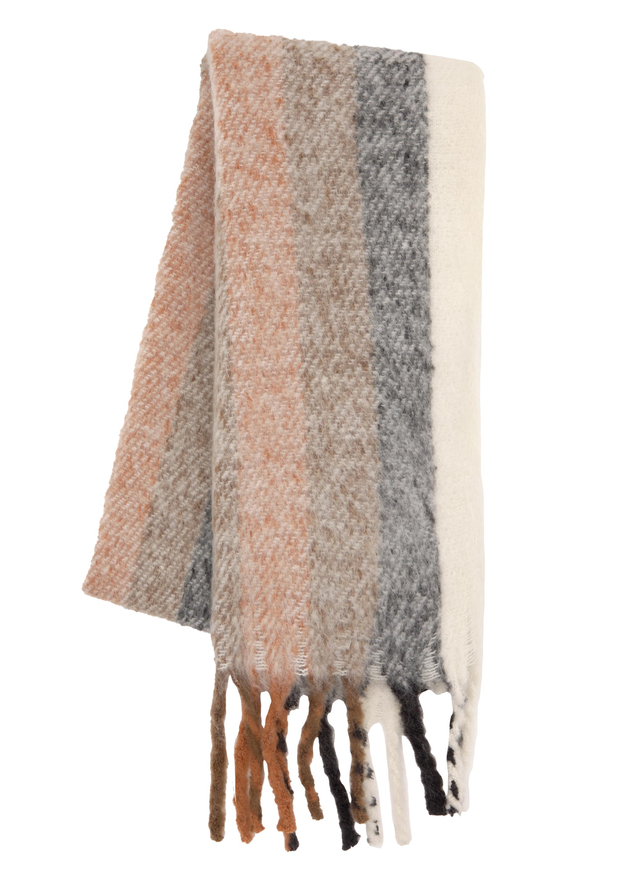 Yumuşak saçaklı çizgili fular - Görsel 5