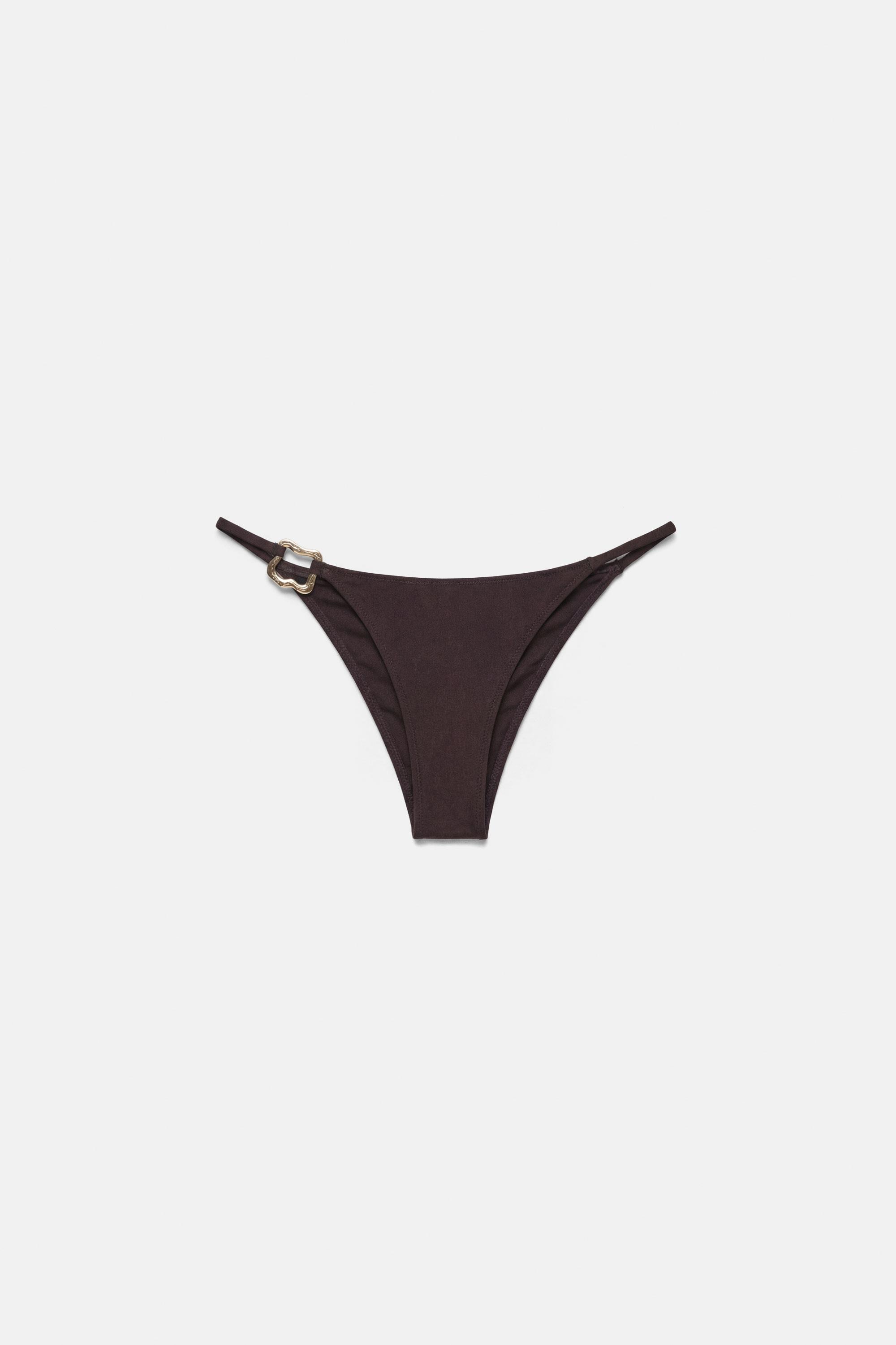 Bikini bottoms with metal detail — Brown