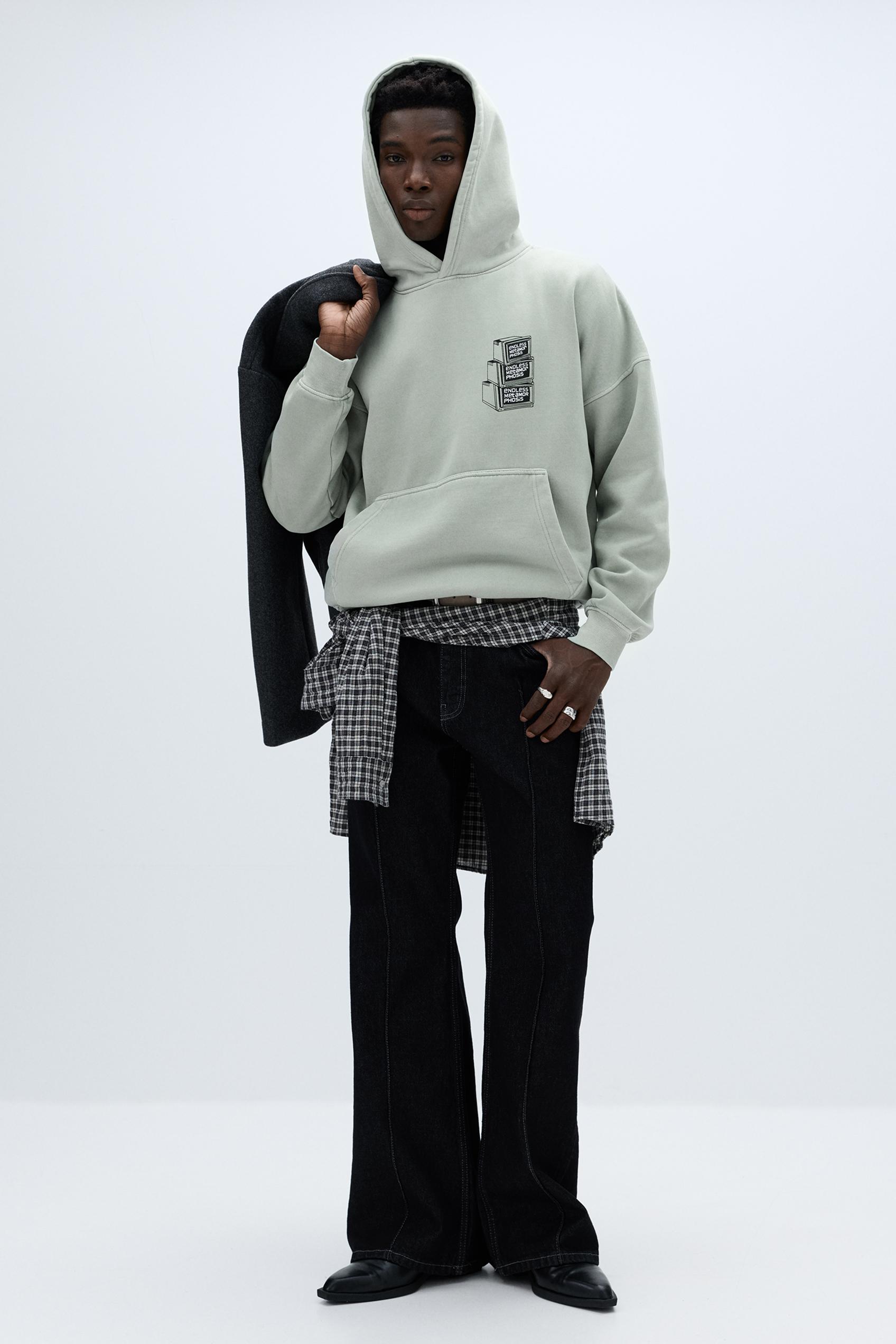 Oversize kapüşonlu grafik baskılı sweatshirt - Görsel 20