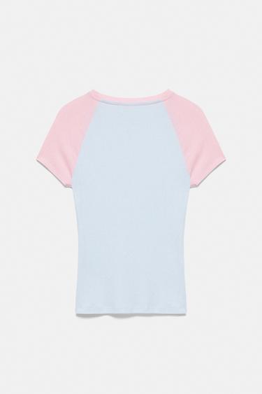 Contrast raglan sleeve T-shirt — Pastel blue 7