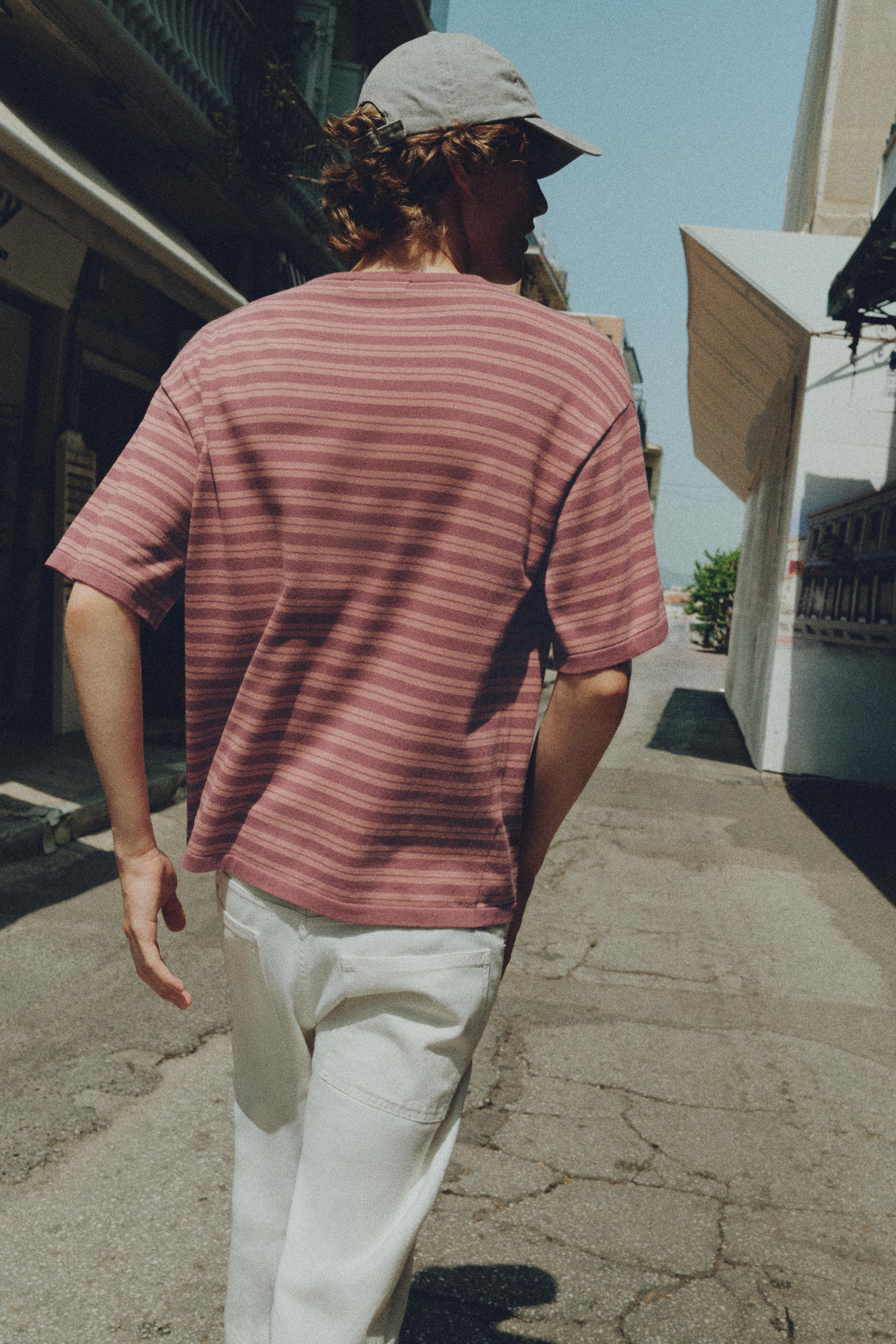 Striped knit T-shirt — Purple