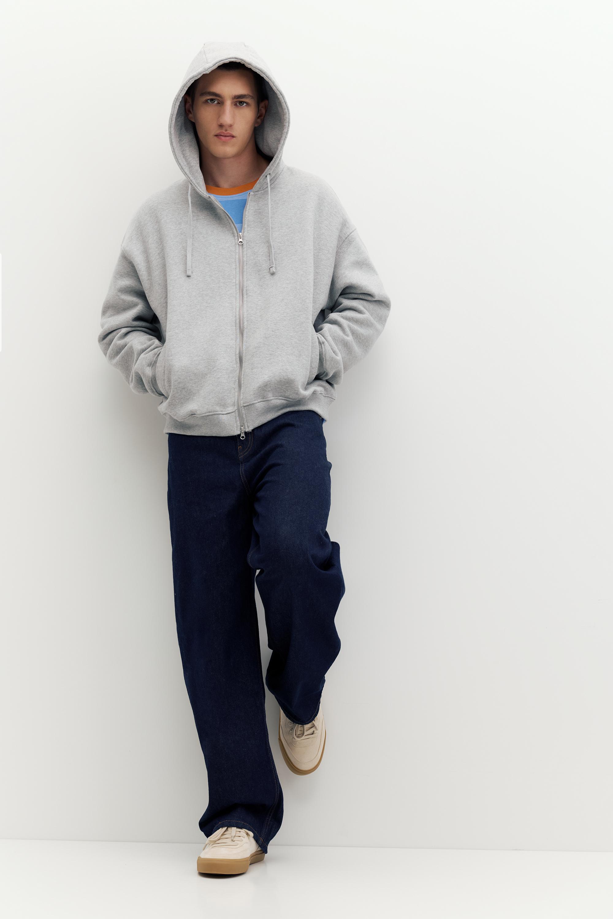 Zip-up hoodie — Grey marl