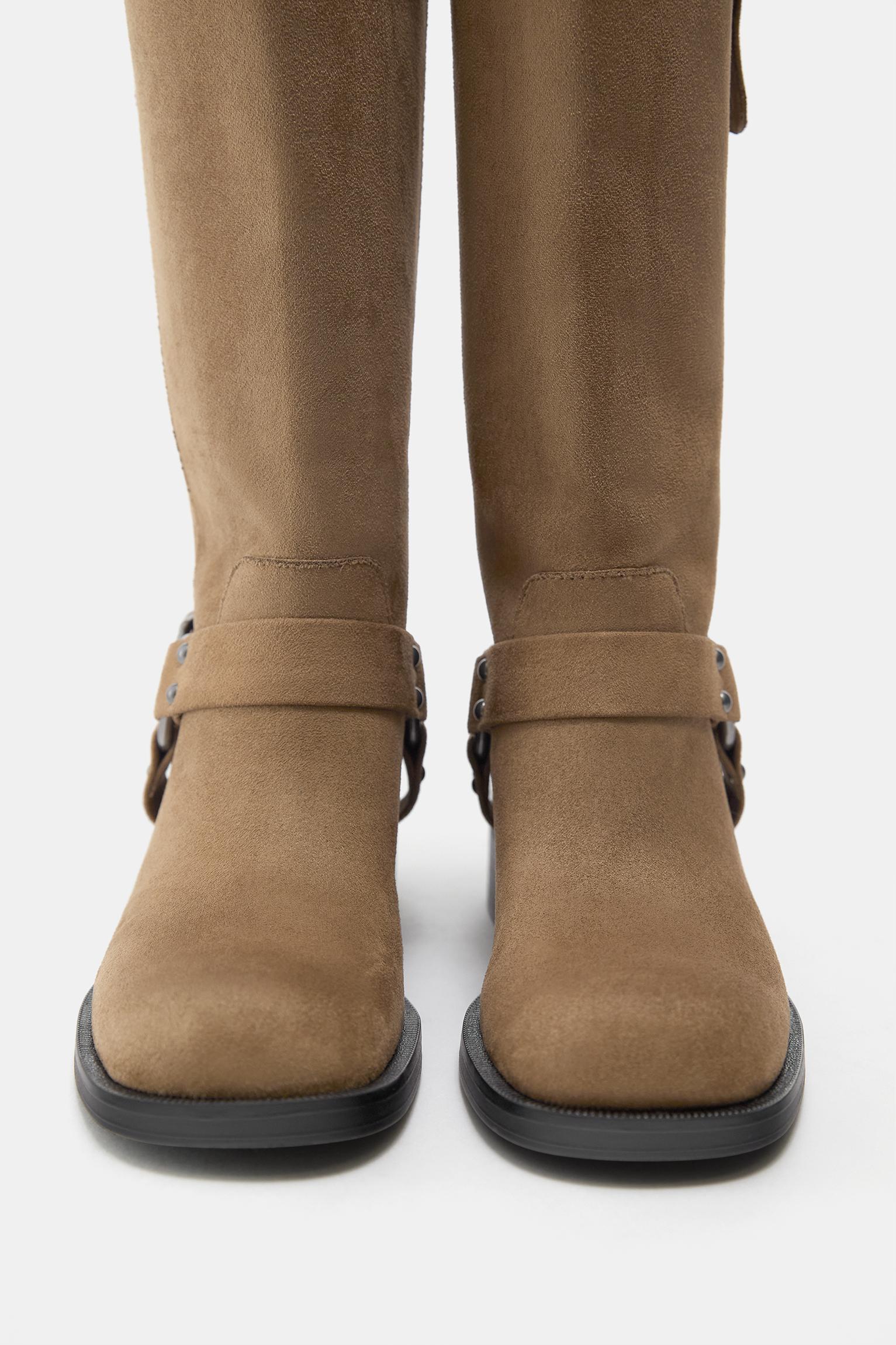 Tall biker boots — Sand