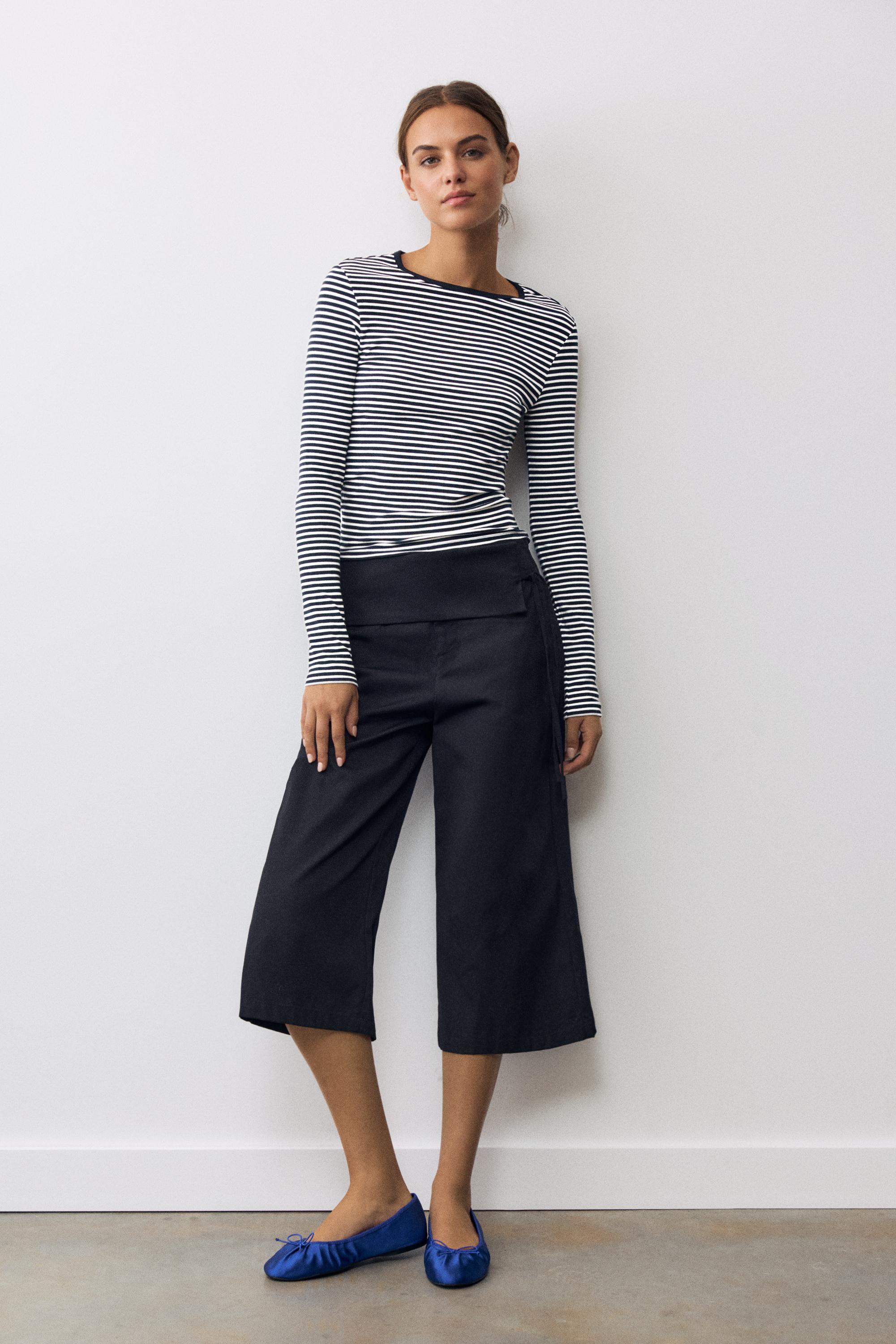 Fitted long sleeve T-shirt — Striped