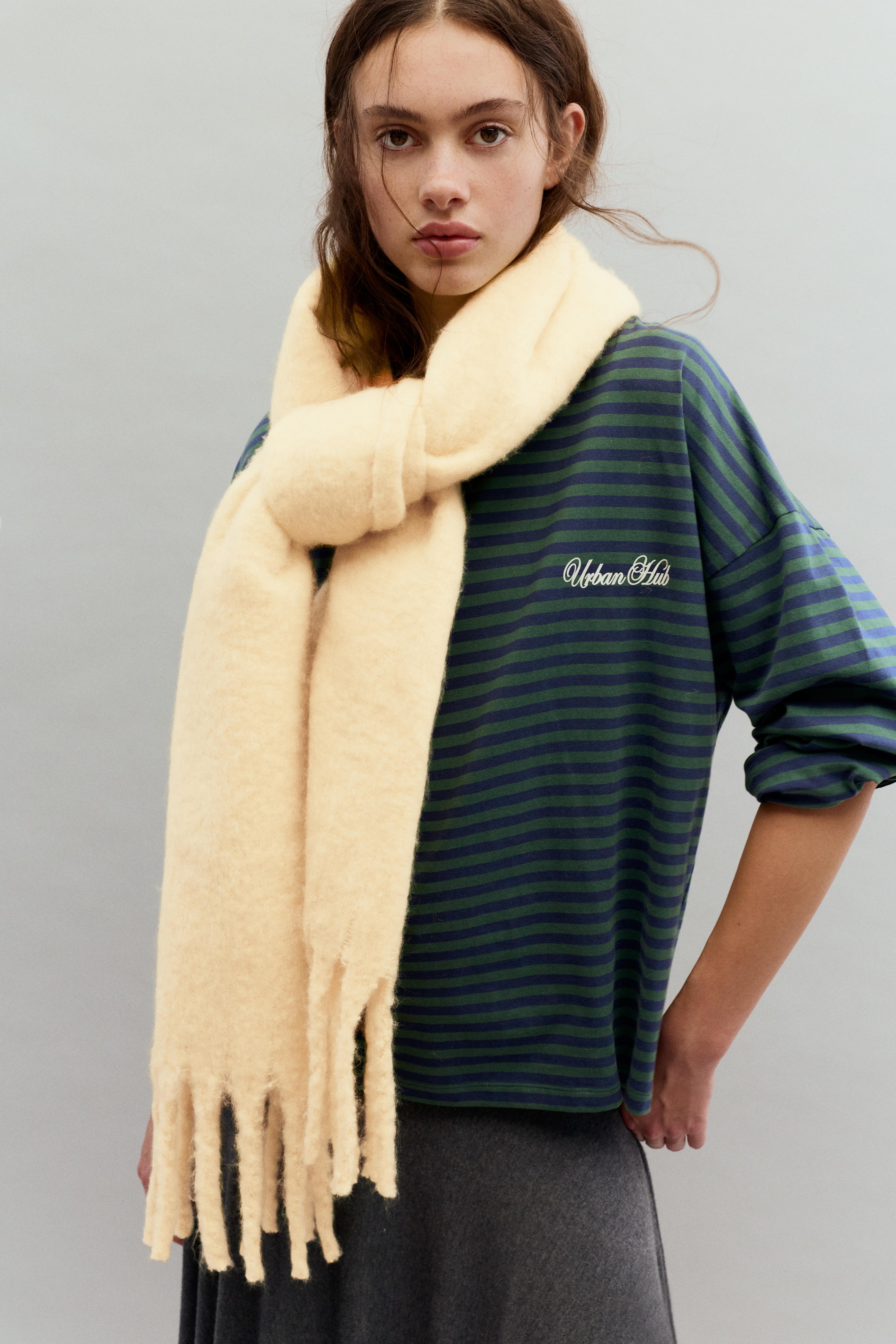 Maxi mohair-effect scarf — Yellow