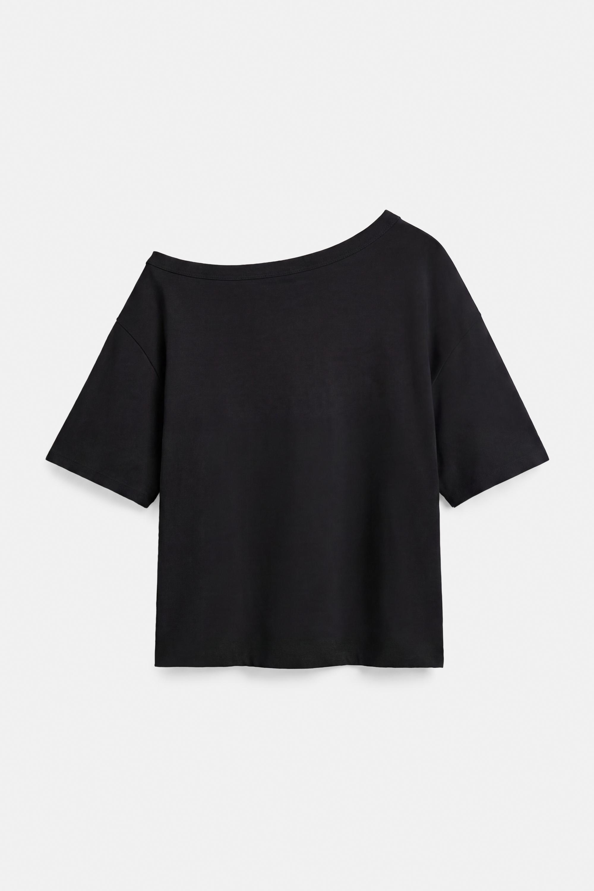 Asymmetric short sleeve T-shirt — Black