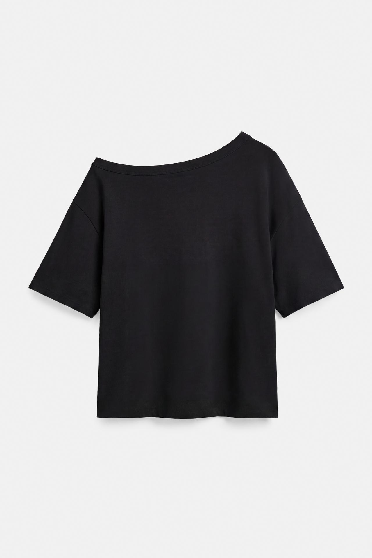 Asymmetric short sleeve T-shirt — Black