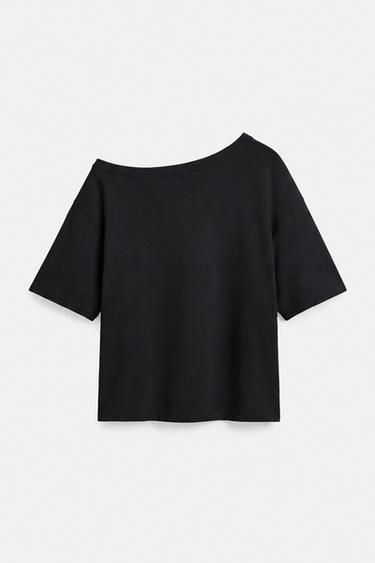 Asymmetric short sleeve T-shirt — Black 7