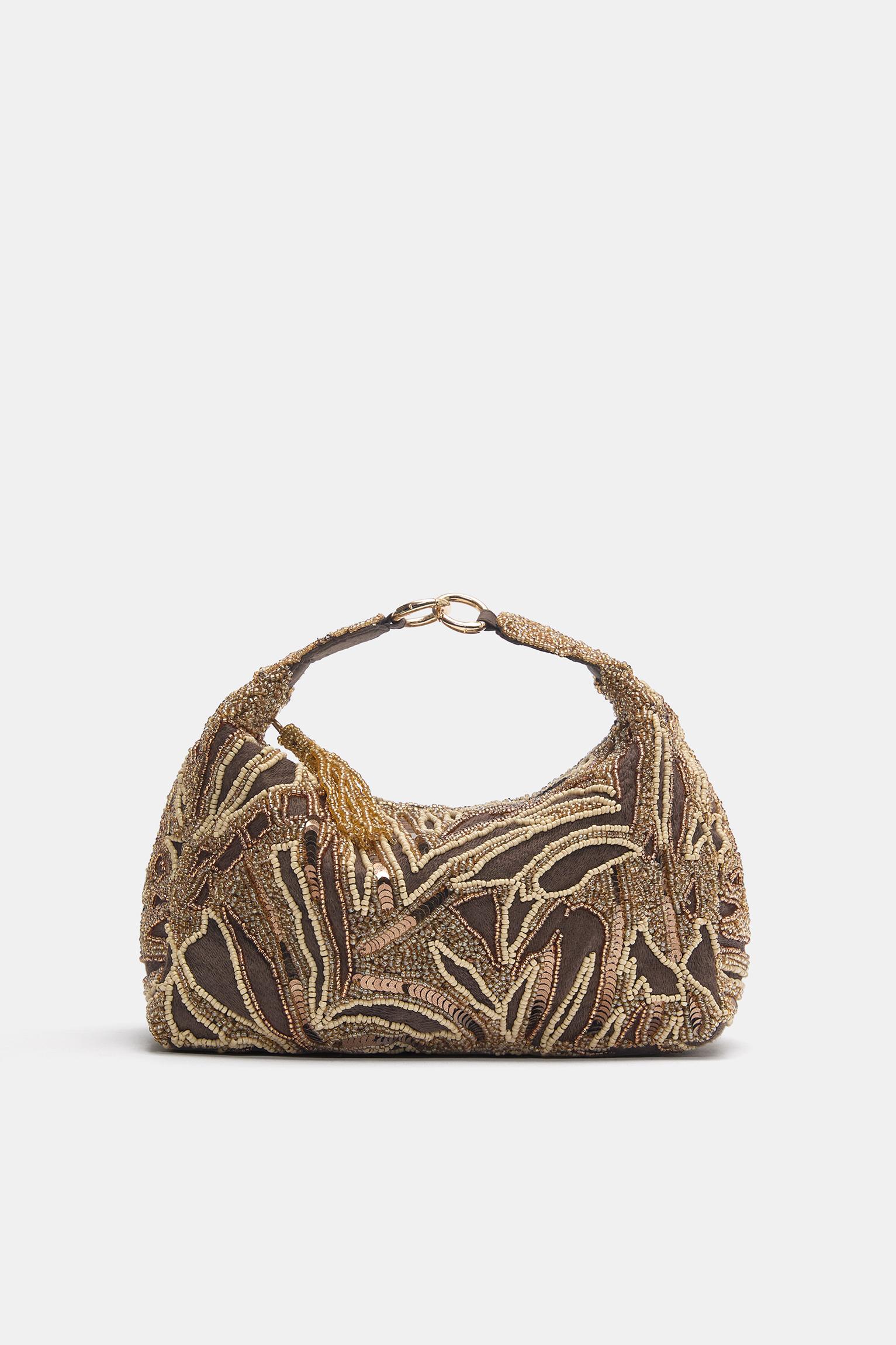 Beaded bag — Brown