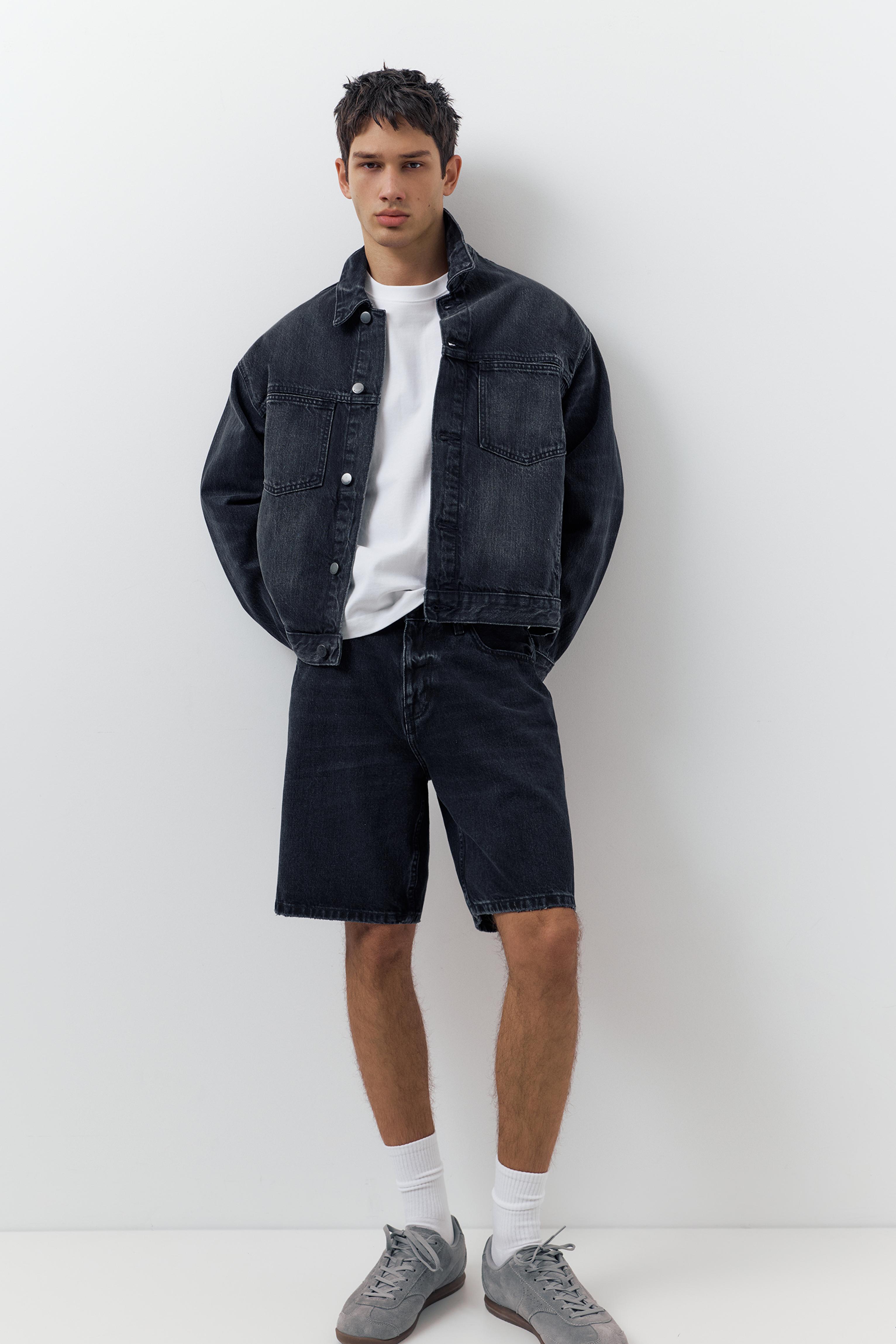 Standard denim Bermuda shorts — Faded black
