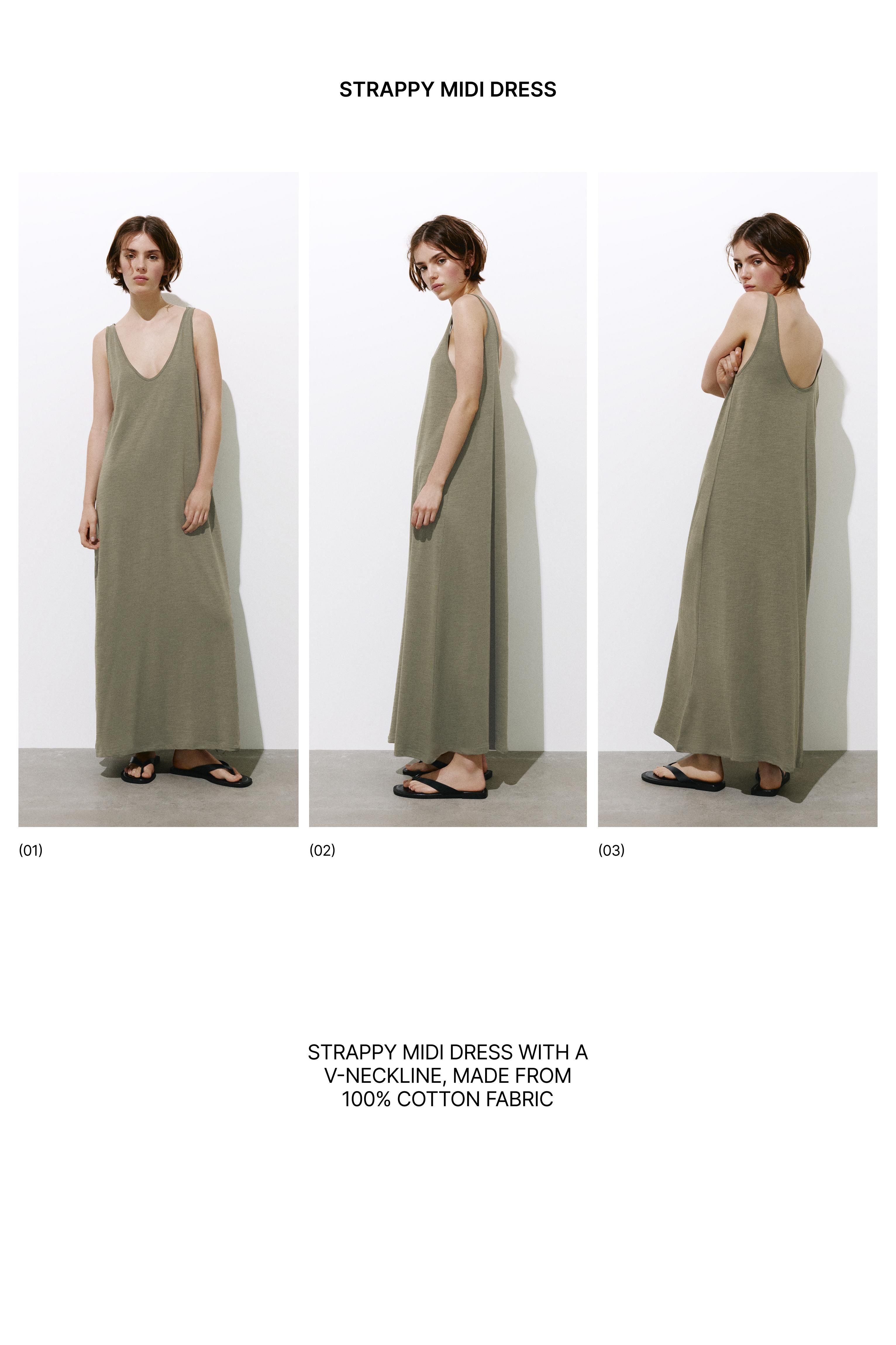 Strappy midi dress — Khaki