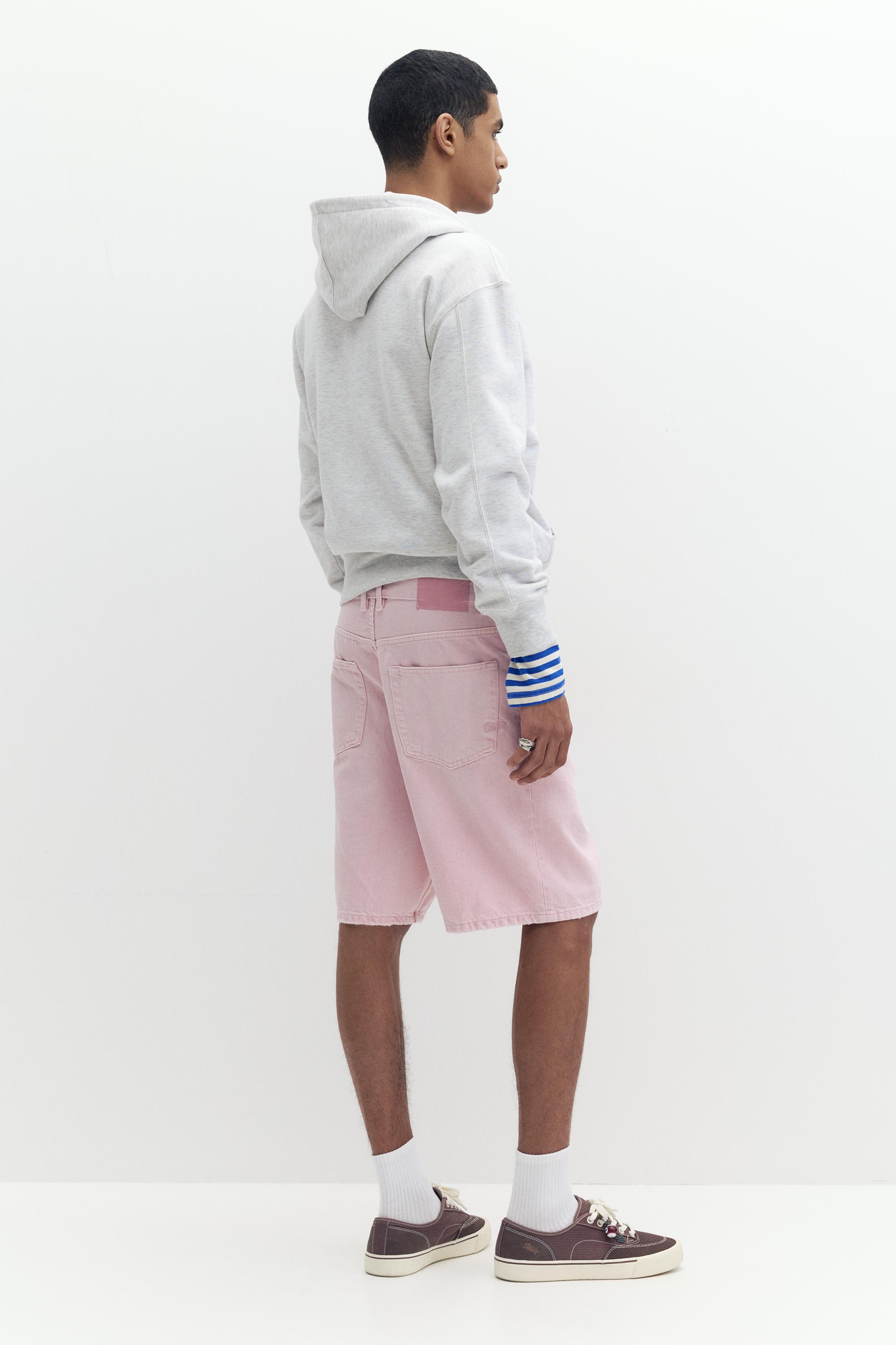 Baggy denim Bermuda shorts — Rose pink