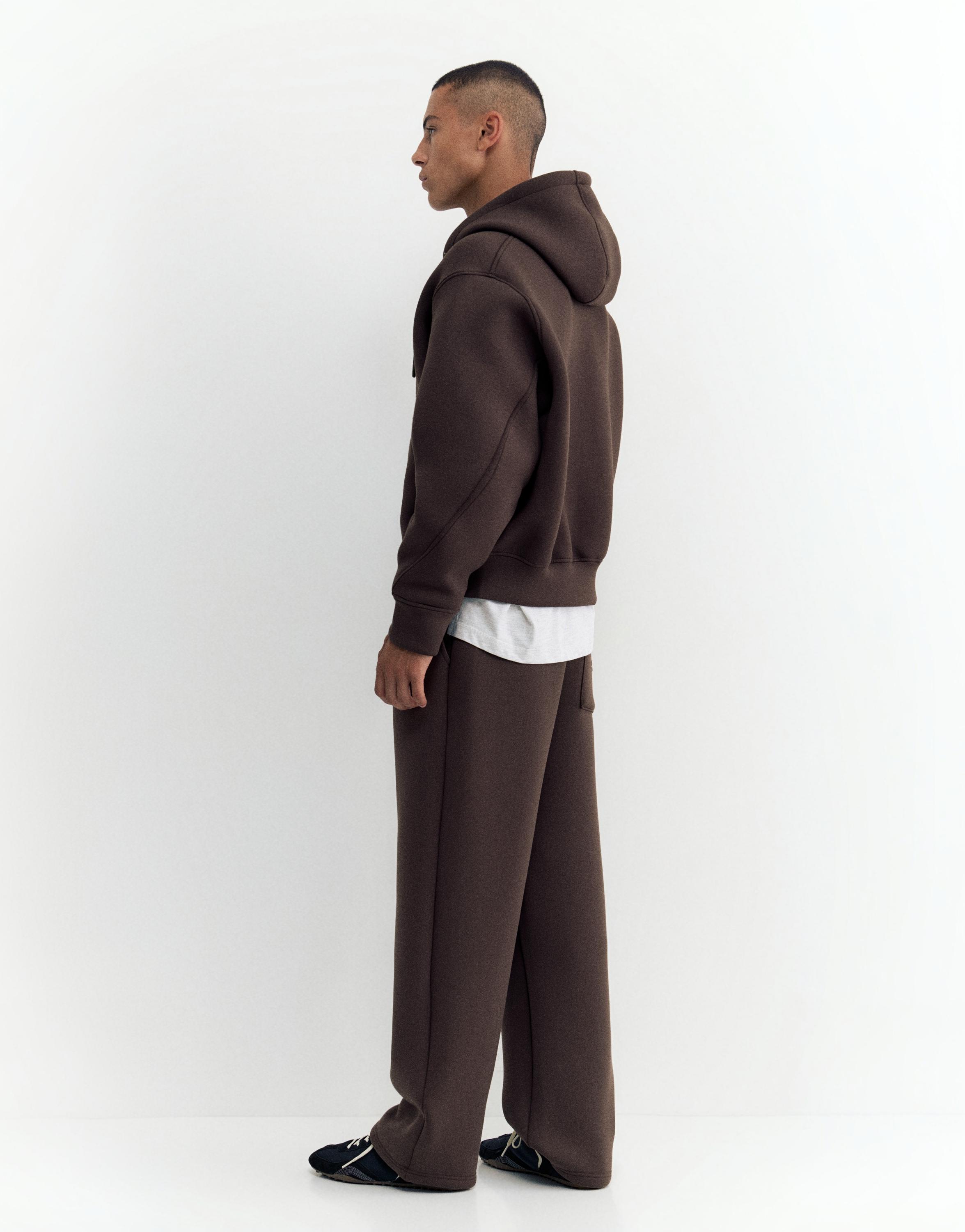 Neoprene-effect zip-up hoodie — Anthracite grey