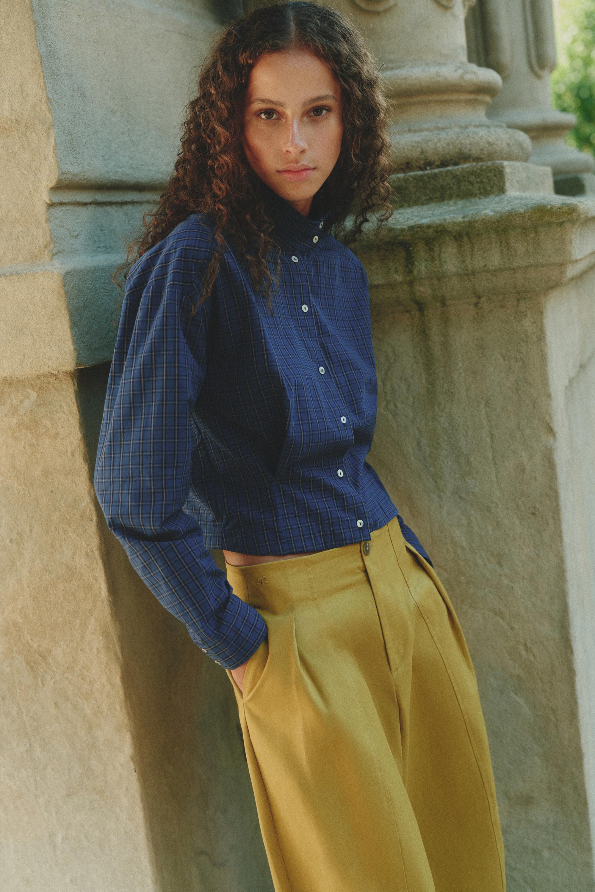Oversize check shirt — Navy