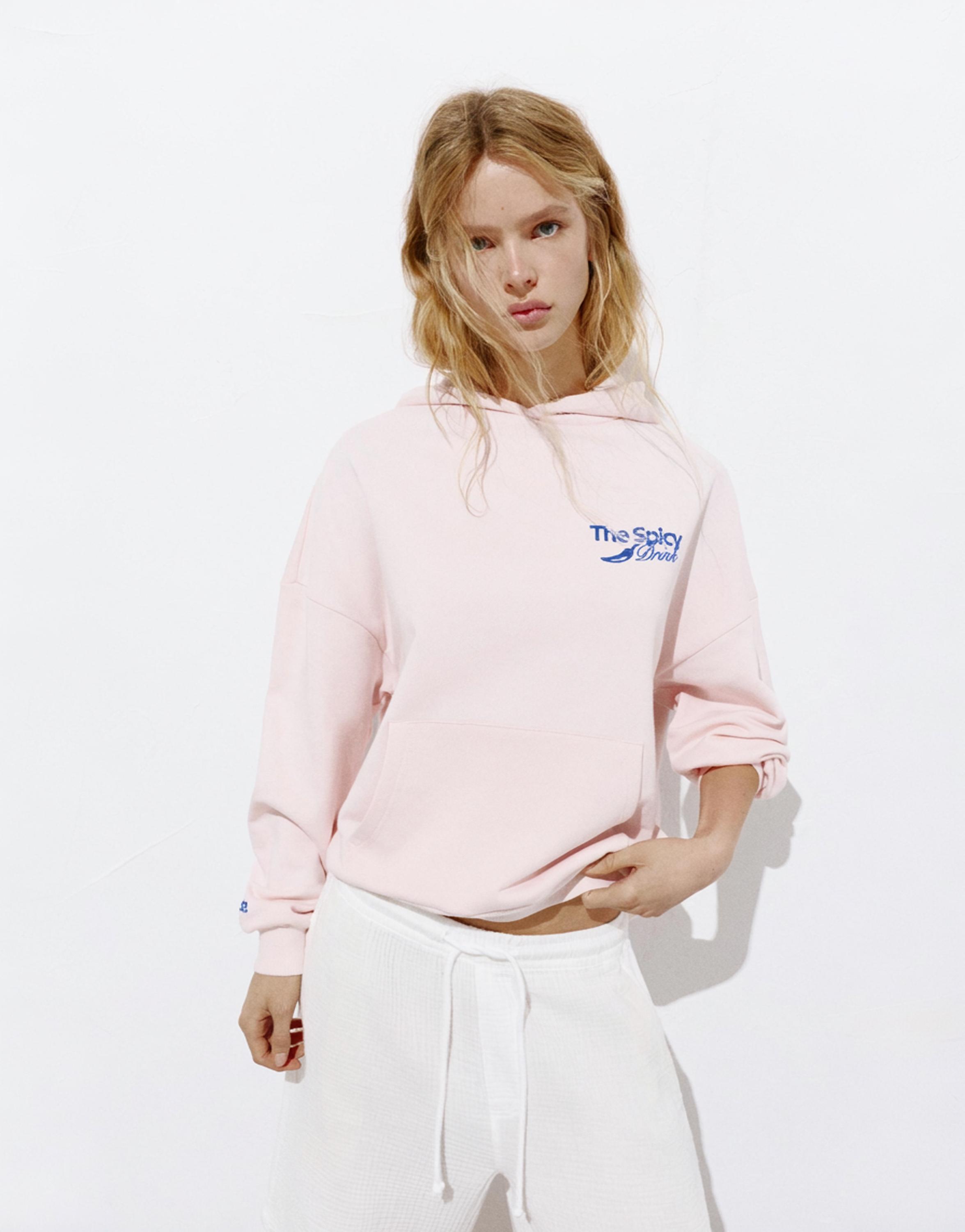 Graphic cup hoodie — Pale pink