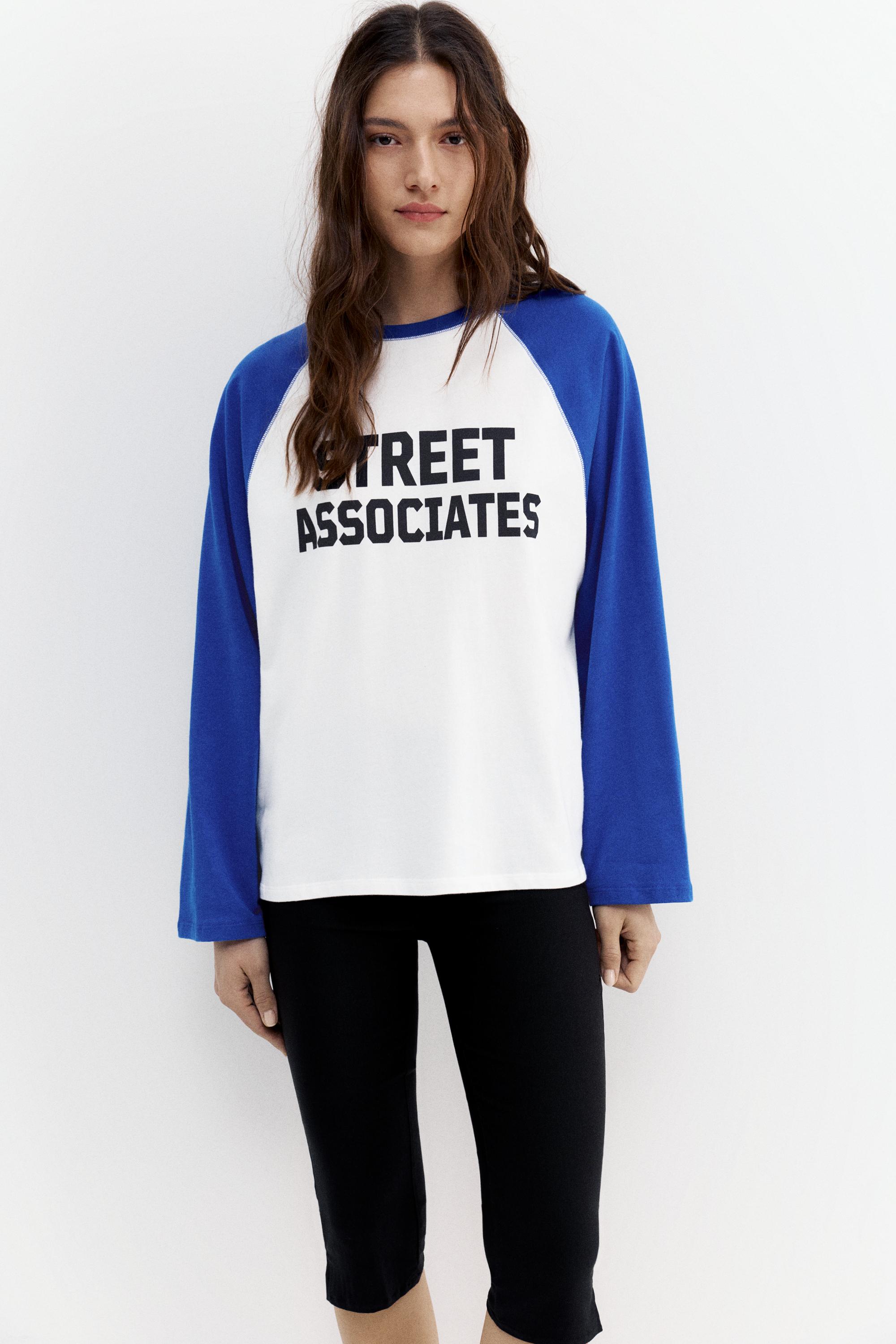 Grafik baskılı reglan kollu t-shirt - Görsel 13