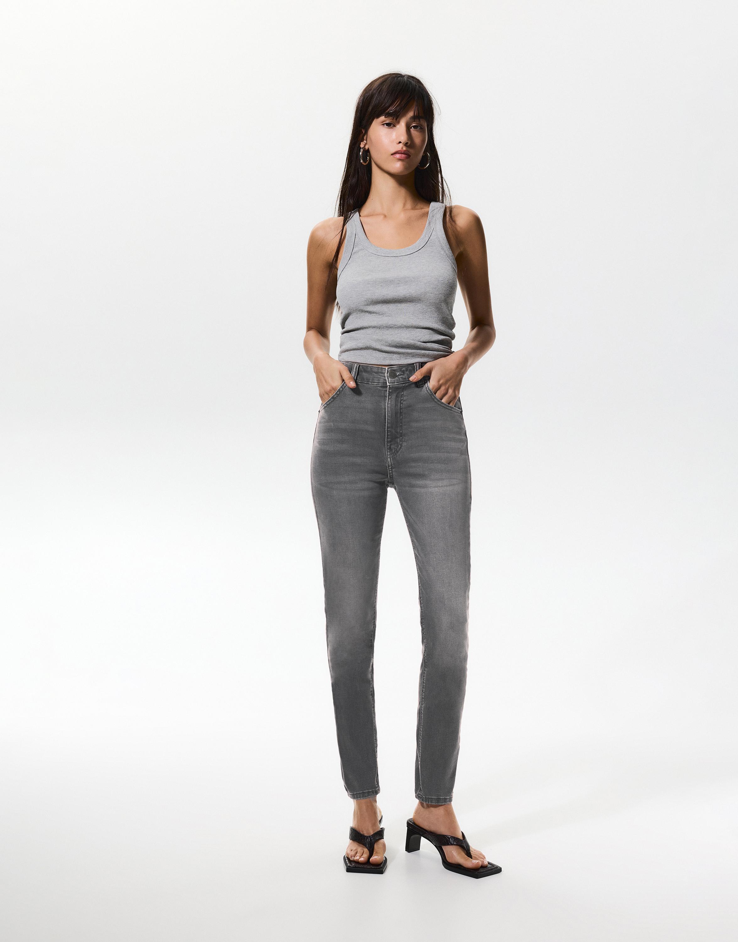 High-waist skinny jeans — Grey