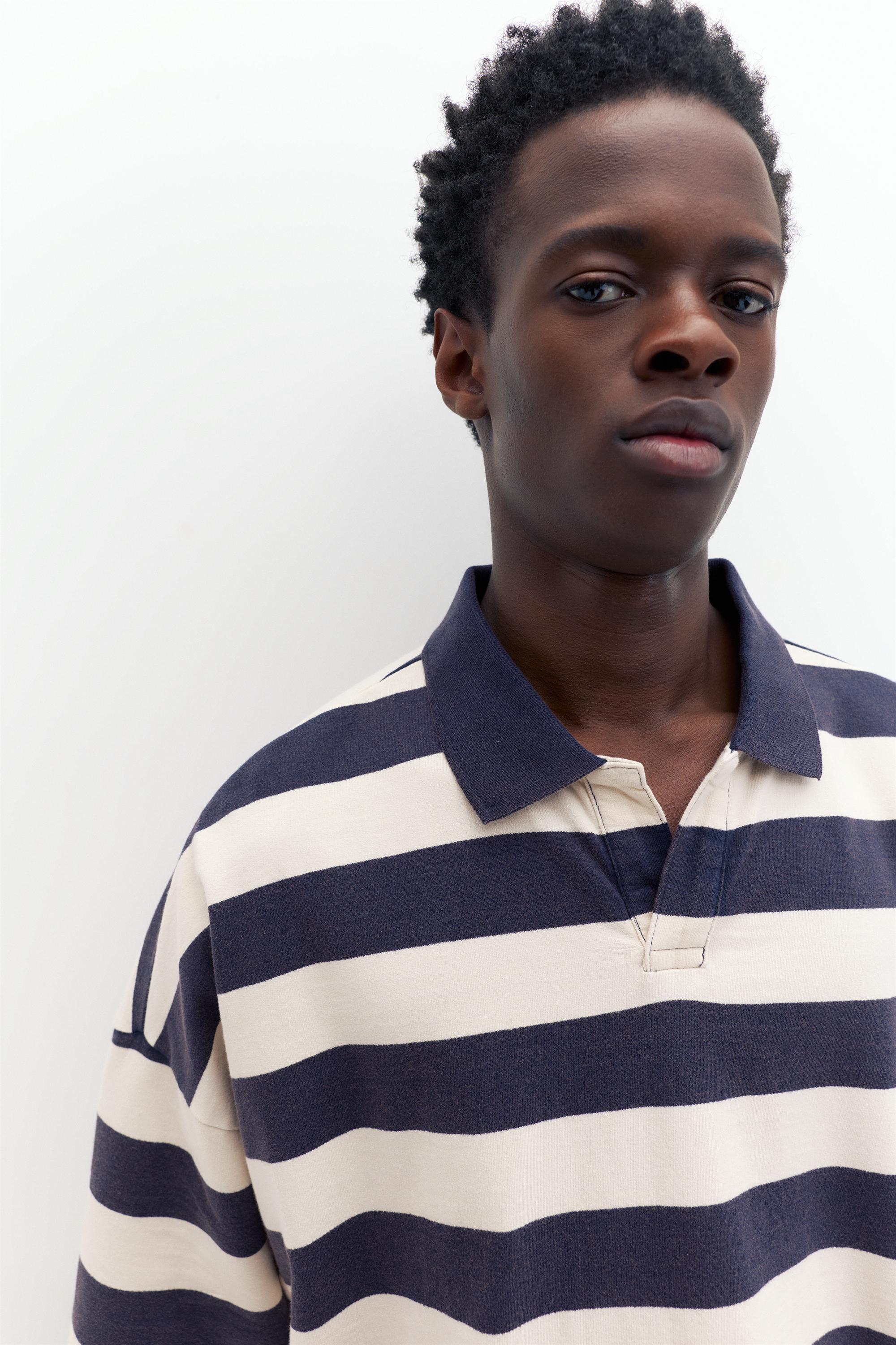 Çizgili boxy polo t-shirt - Görsel 37