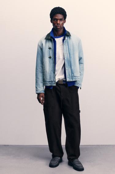 Dickies leather collar denim jacket — Medium blue 2