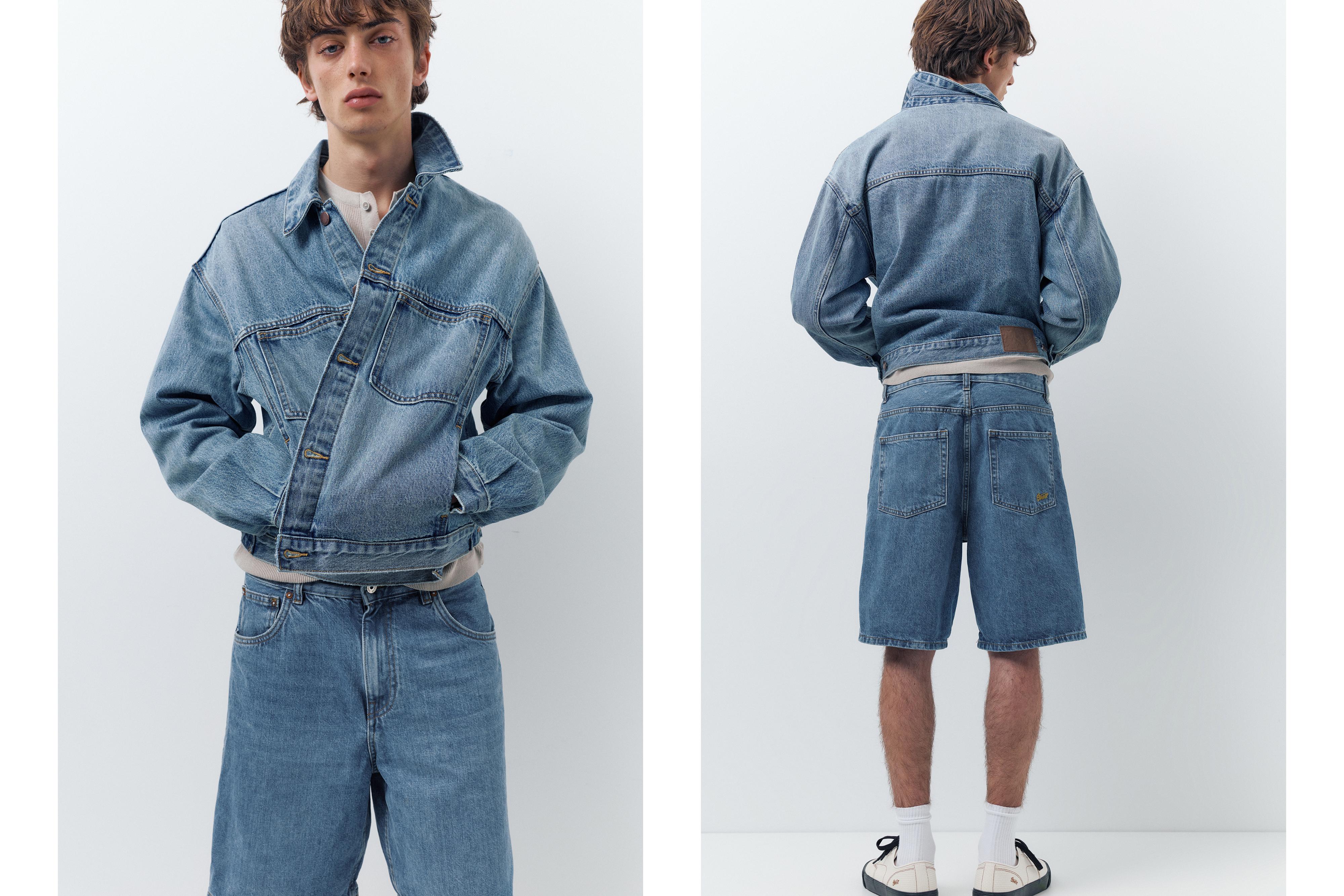 Baggy denim Bermuda shorts — Medium blue