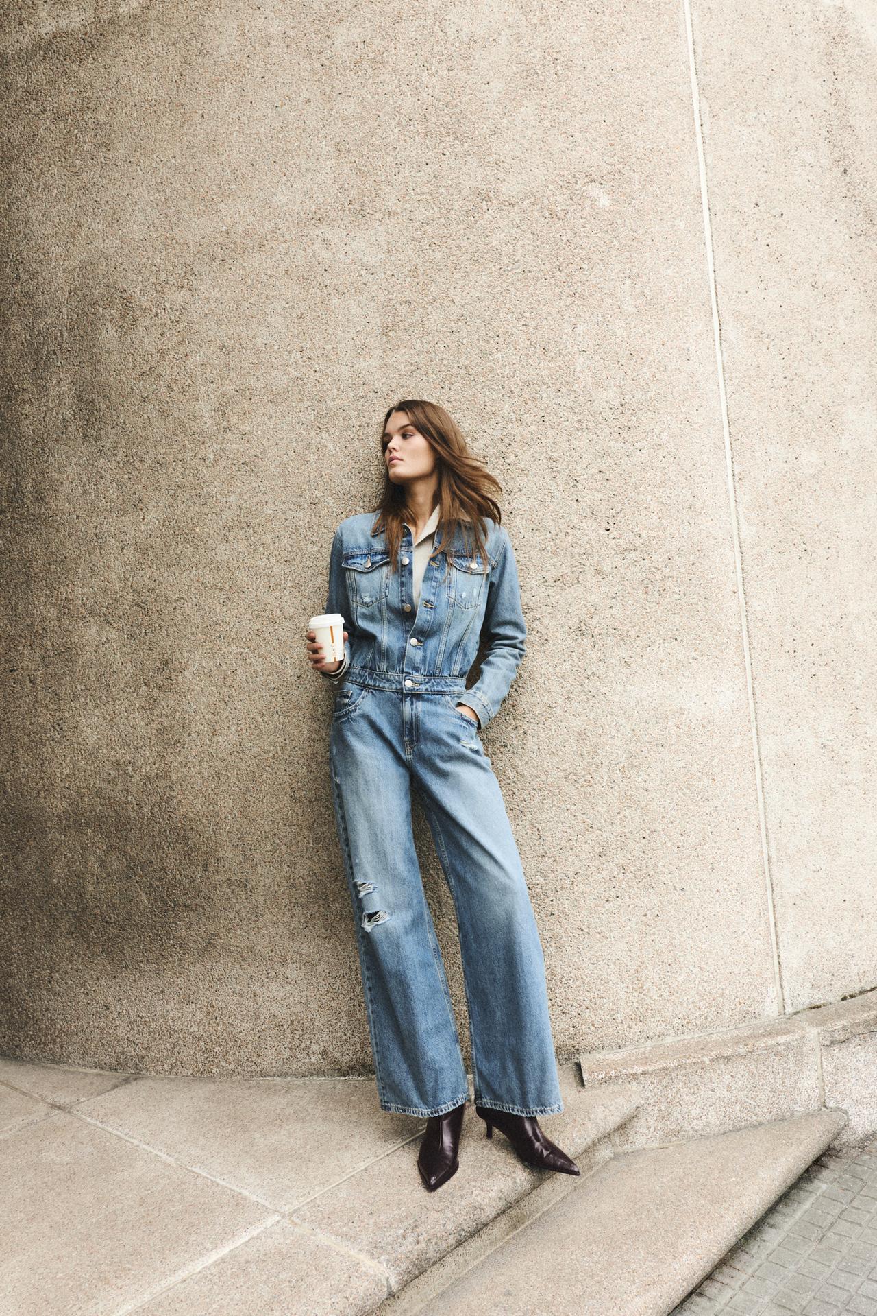 Long denim jumpsuit — Medium blue