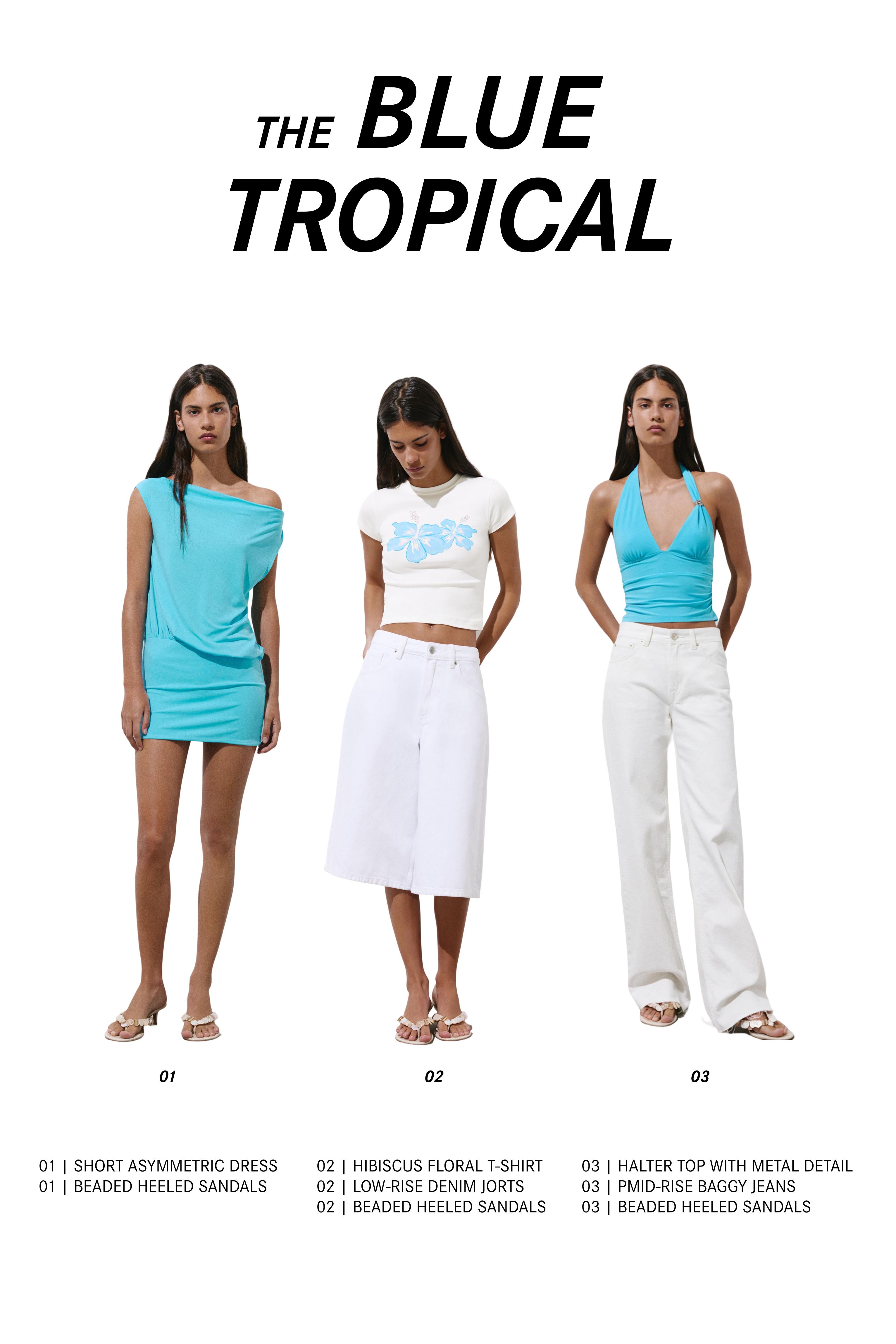 Short asymmetric dress — Turquoise