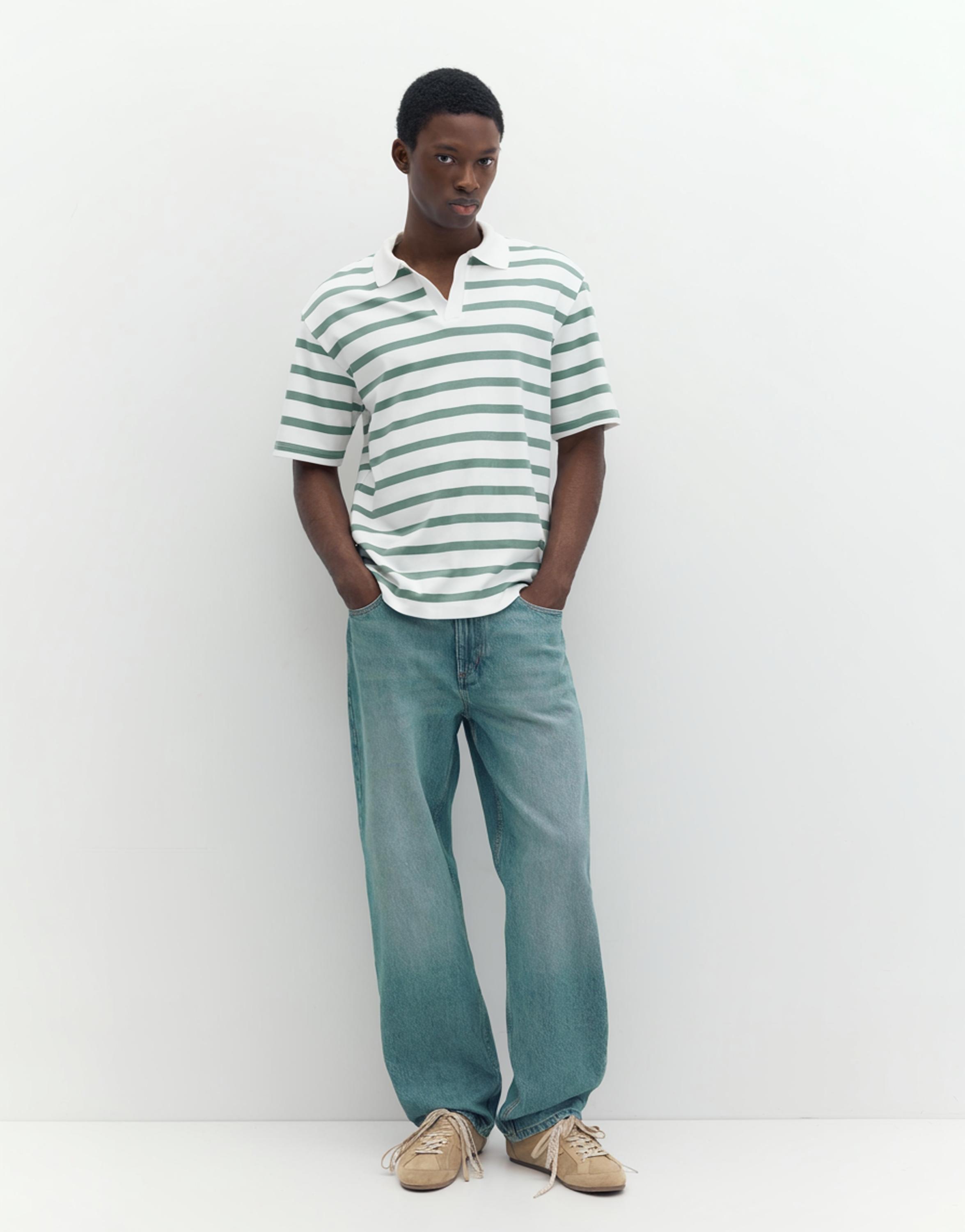 Short sleeve interlock polo shirt — Striped