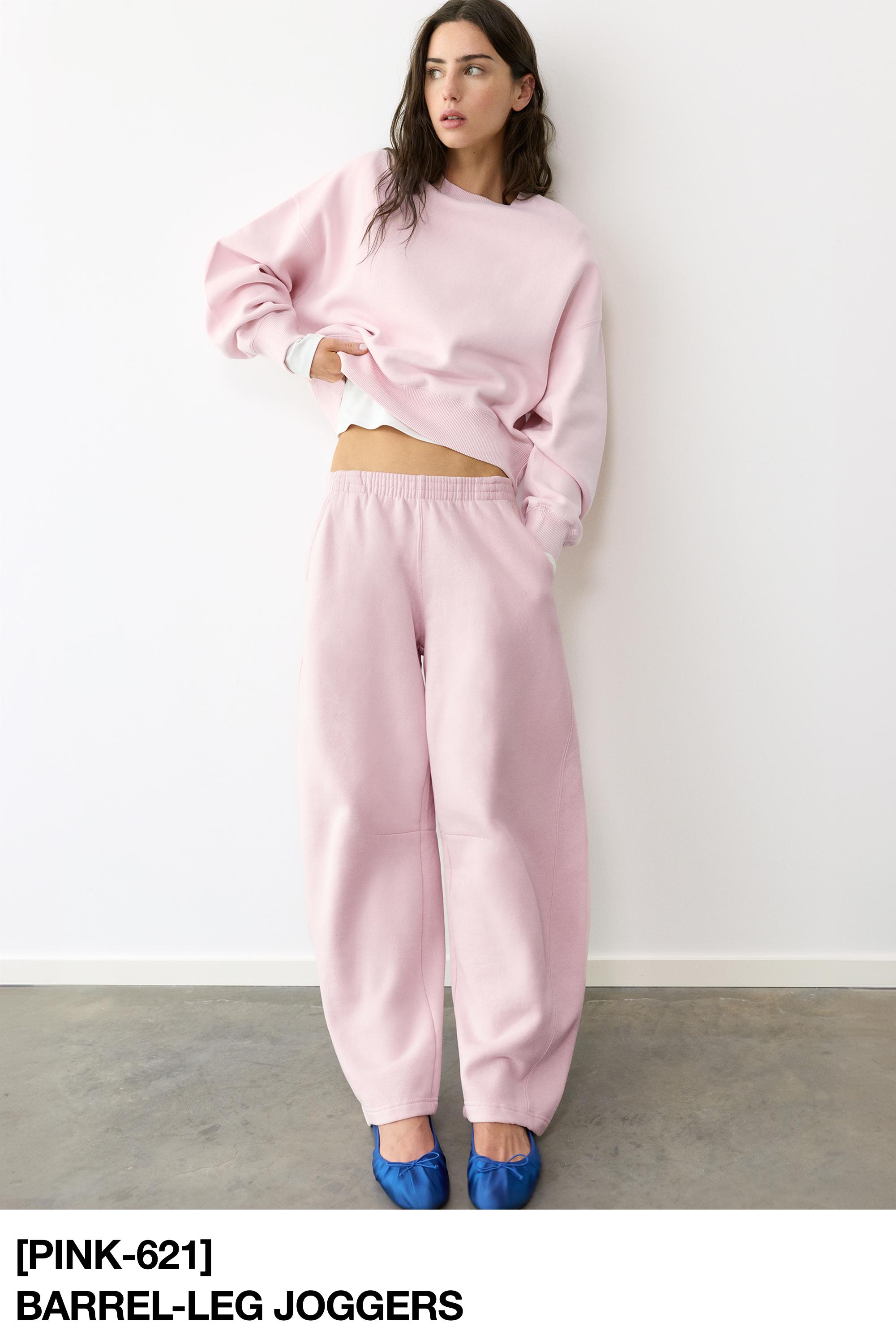 Barrel-leg joggers — Pastel pink