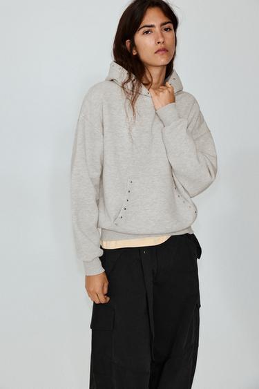Studded hoodie — Grey marl 4