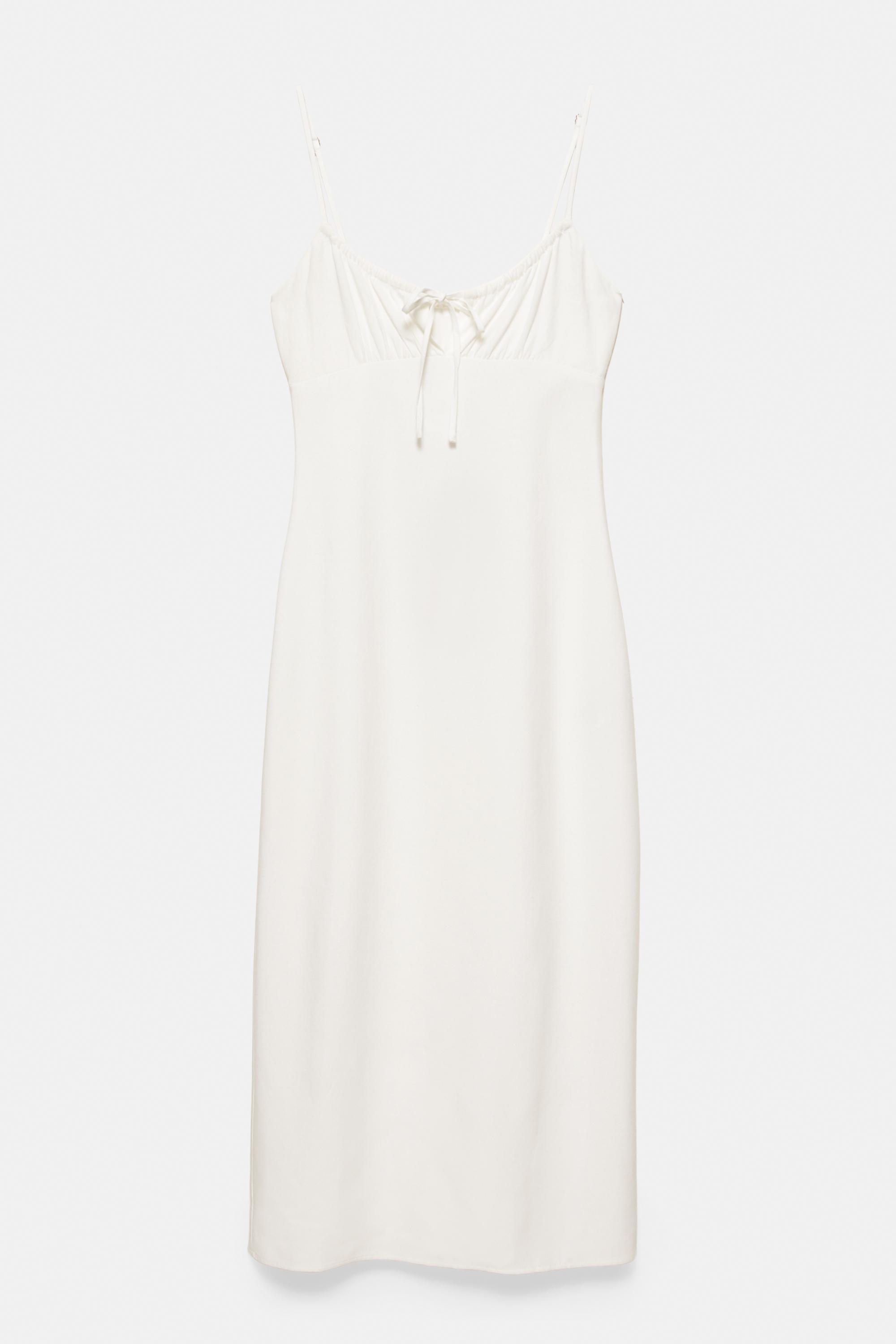 Linen blend midi dress — Ice