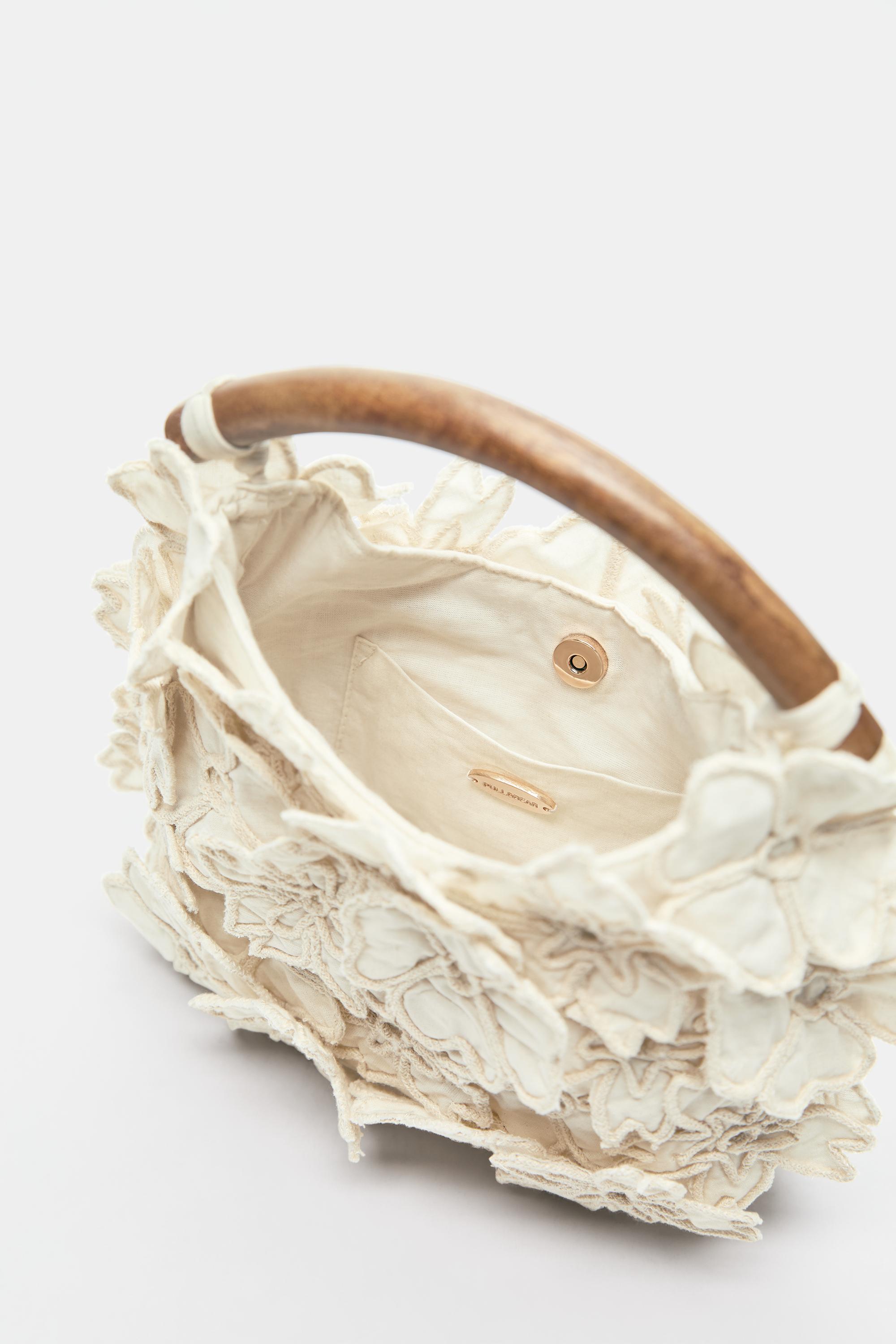 Floral handbag — Ecru