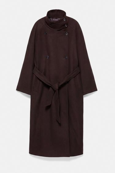 High neck belted coat — Dark brown 5