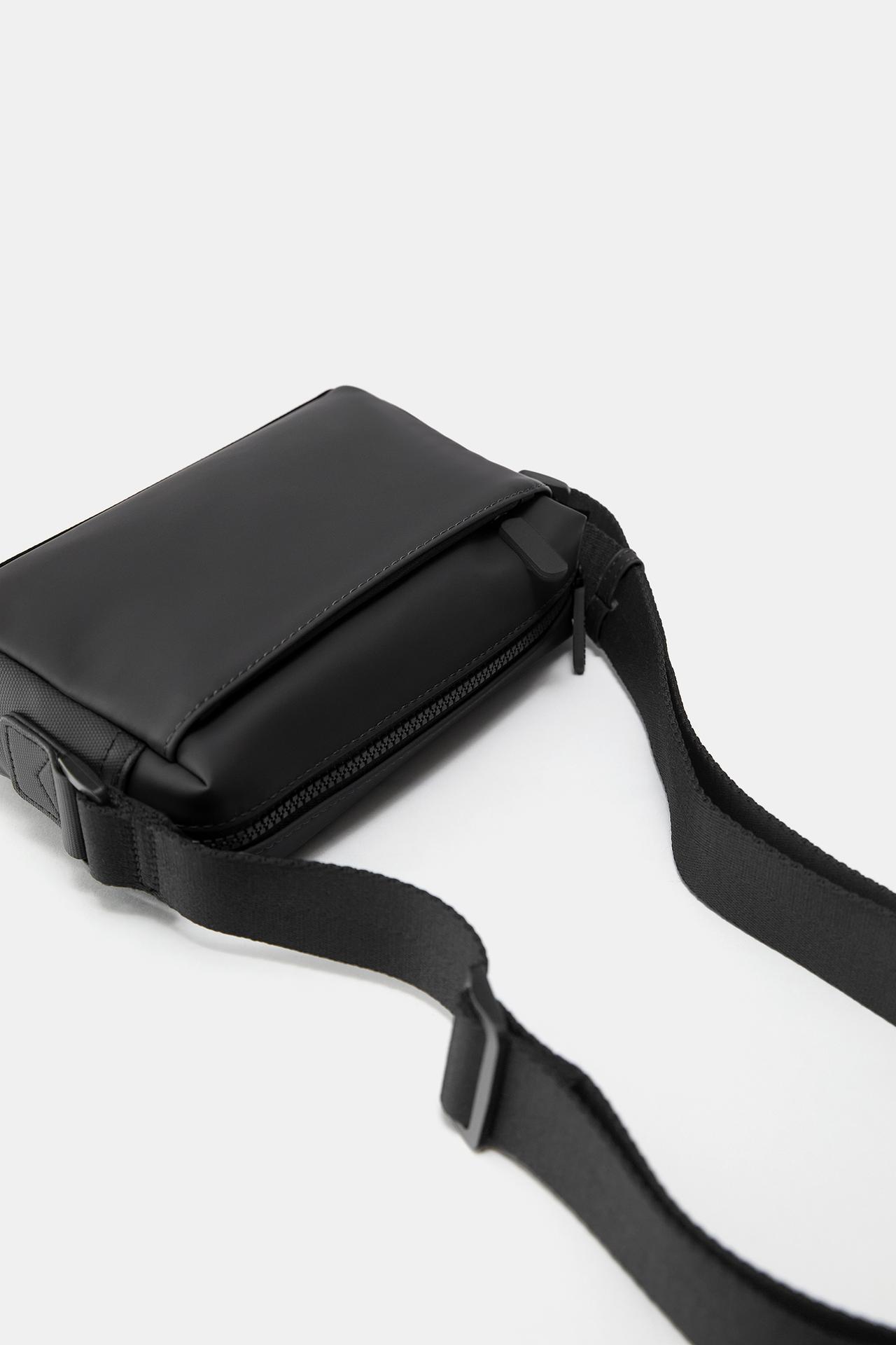 Rubberised crossbody bag — Black