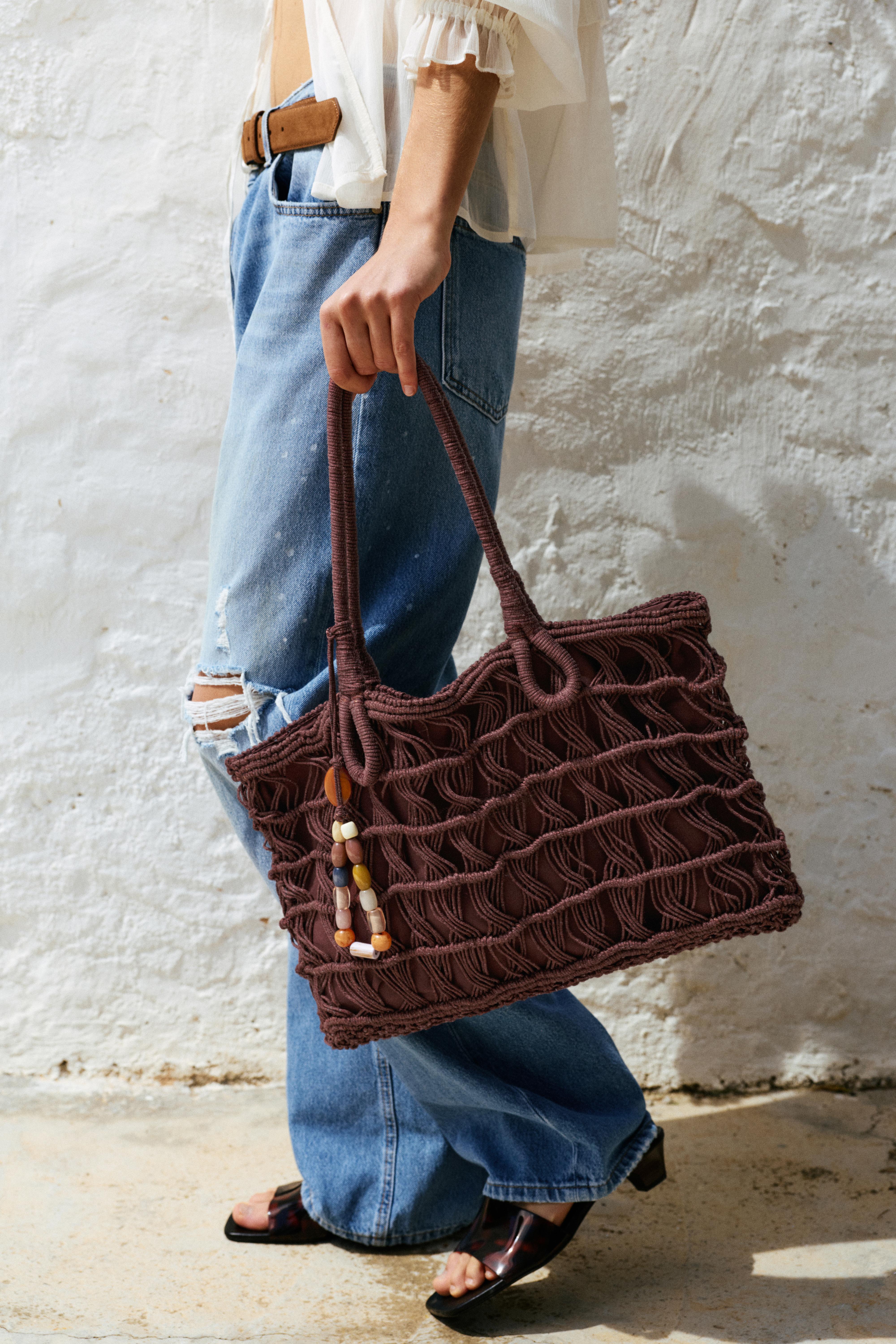 Embellished tote bag — Brown