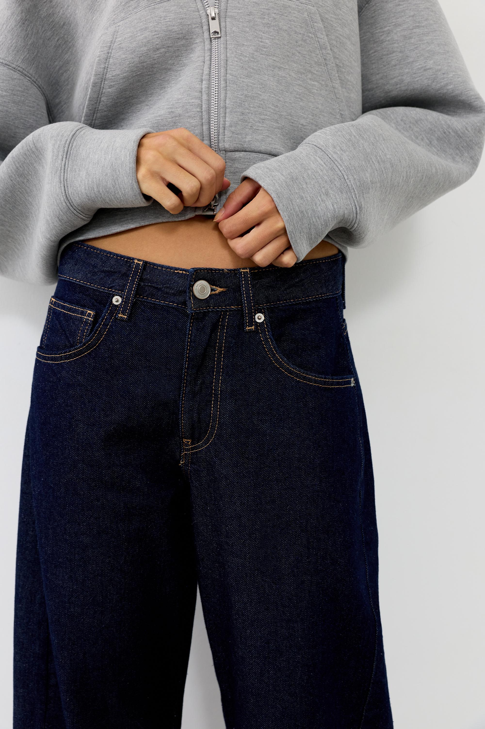 Low-rise barrel jeans — Navy