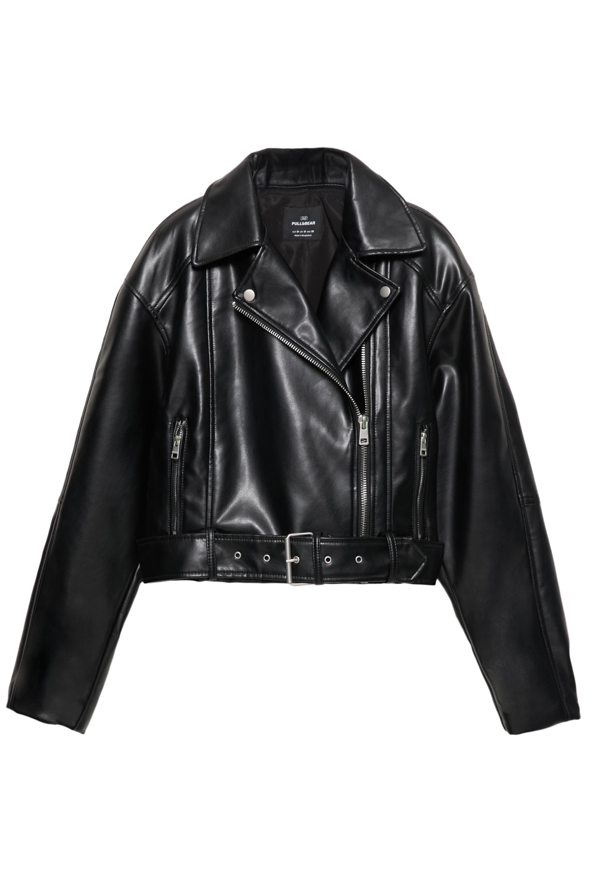 Leather effect biker jacket — Black