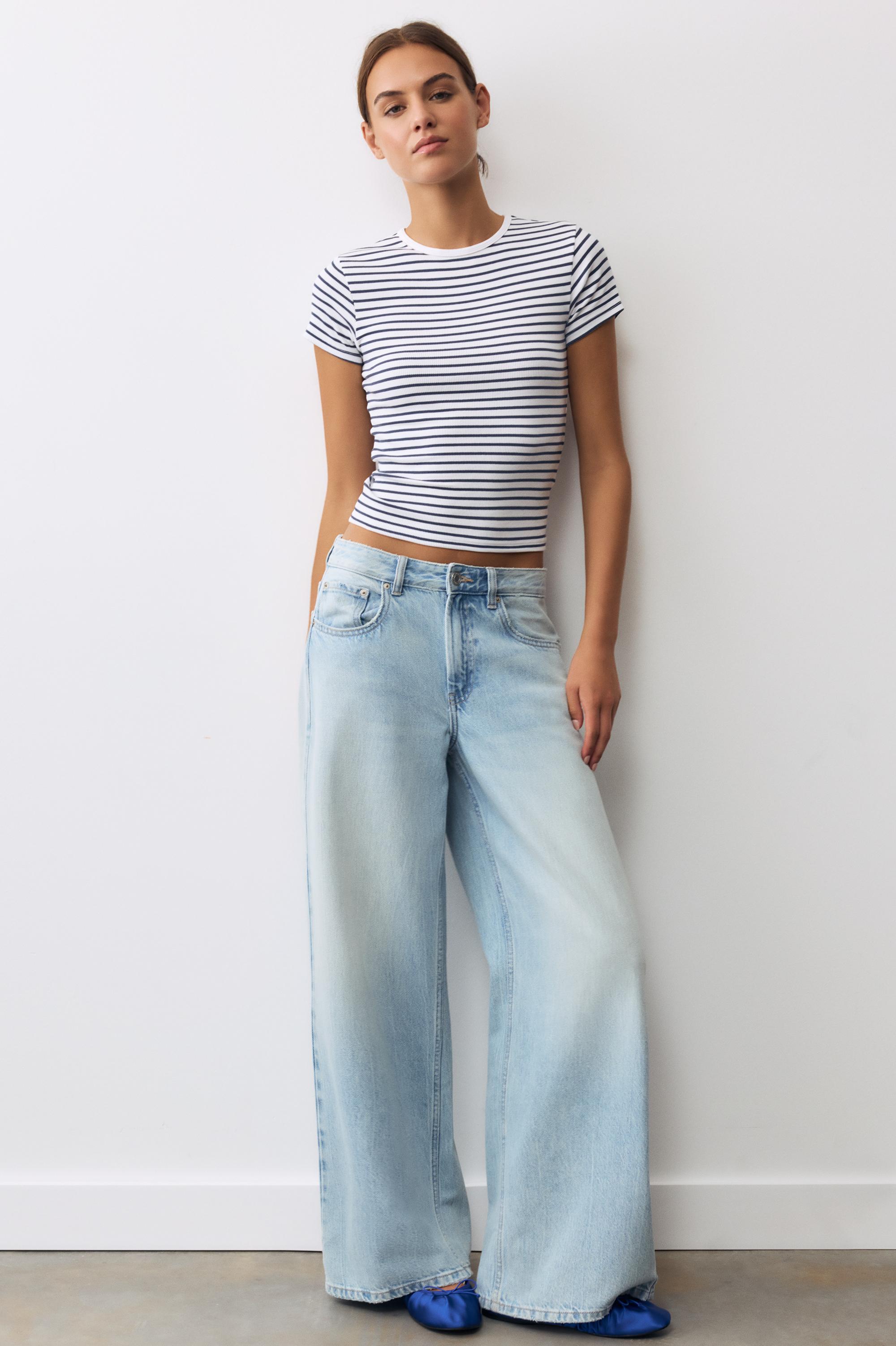 Ribbed short sleeve T-shirt — Striped