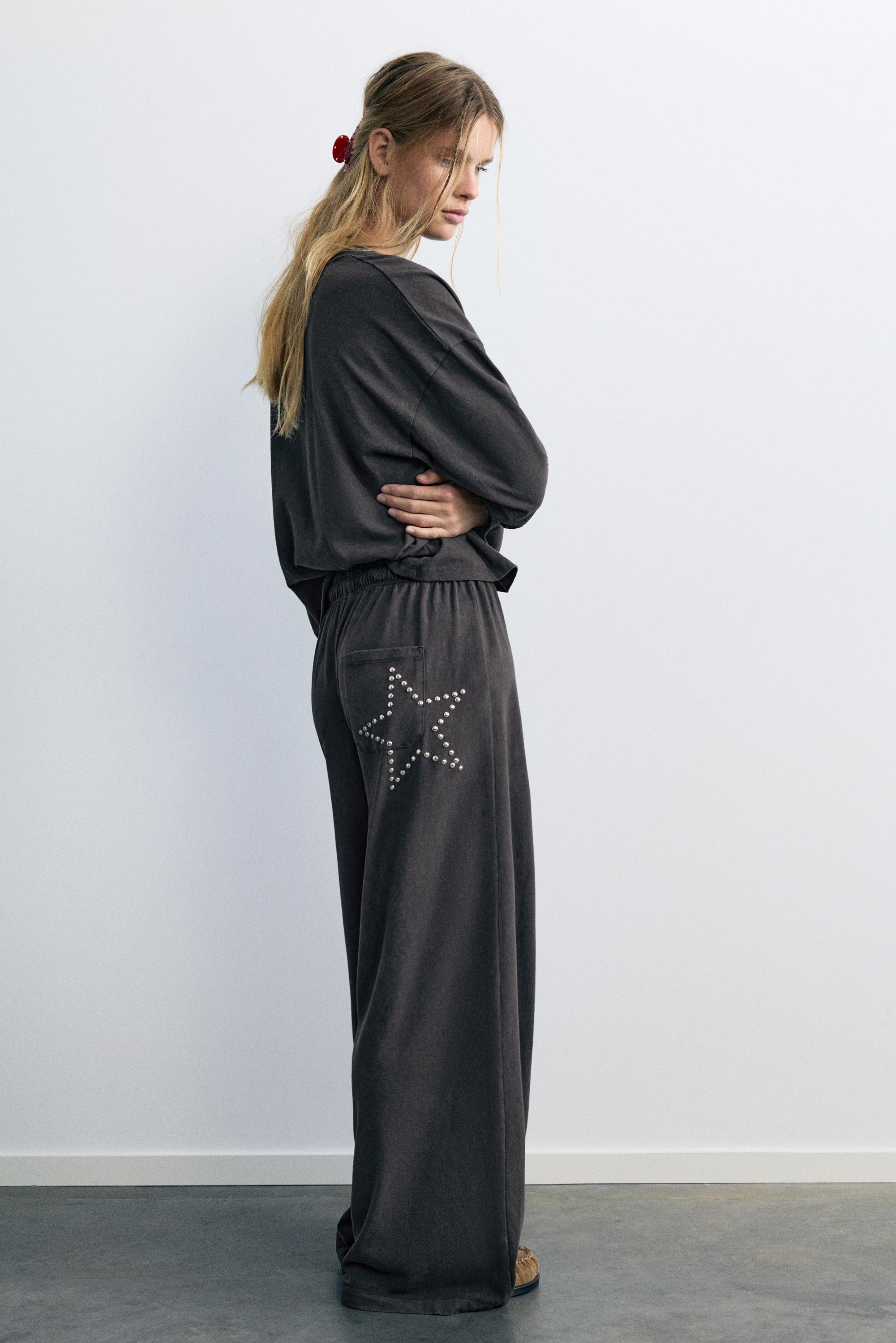 Wide-leg star trousers — Grey