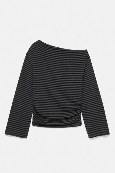 Asymmetric striped T-shirt — Dark grey 5