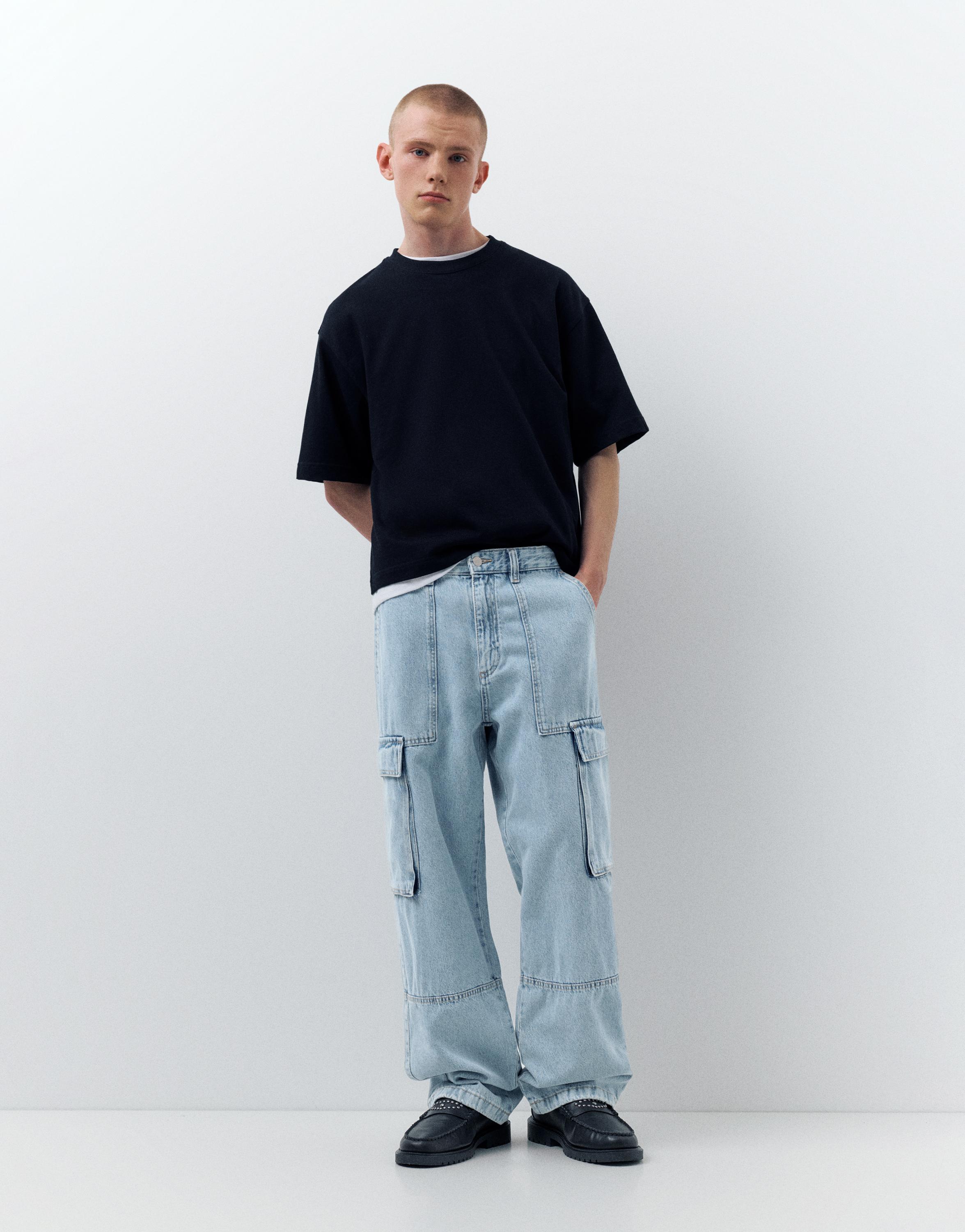 Baggy cargo jeans — Medium blue