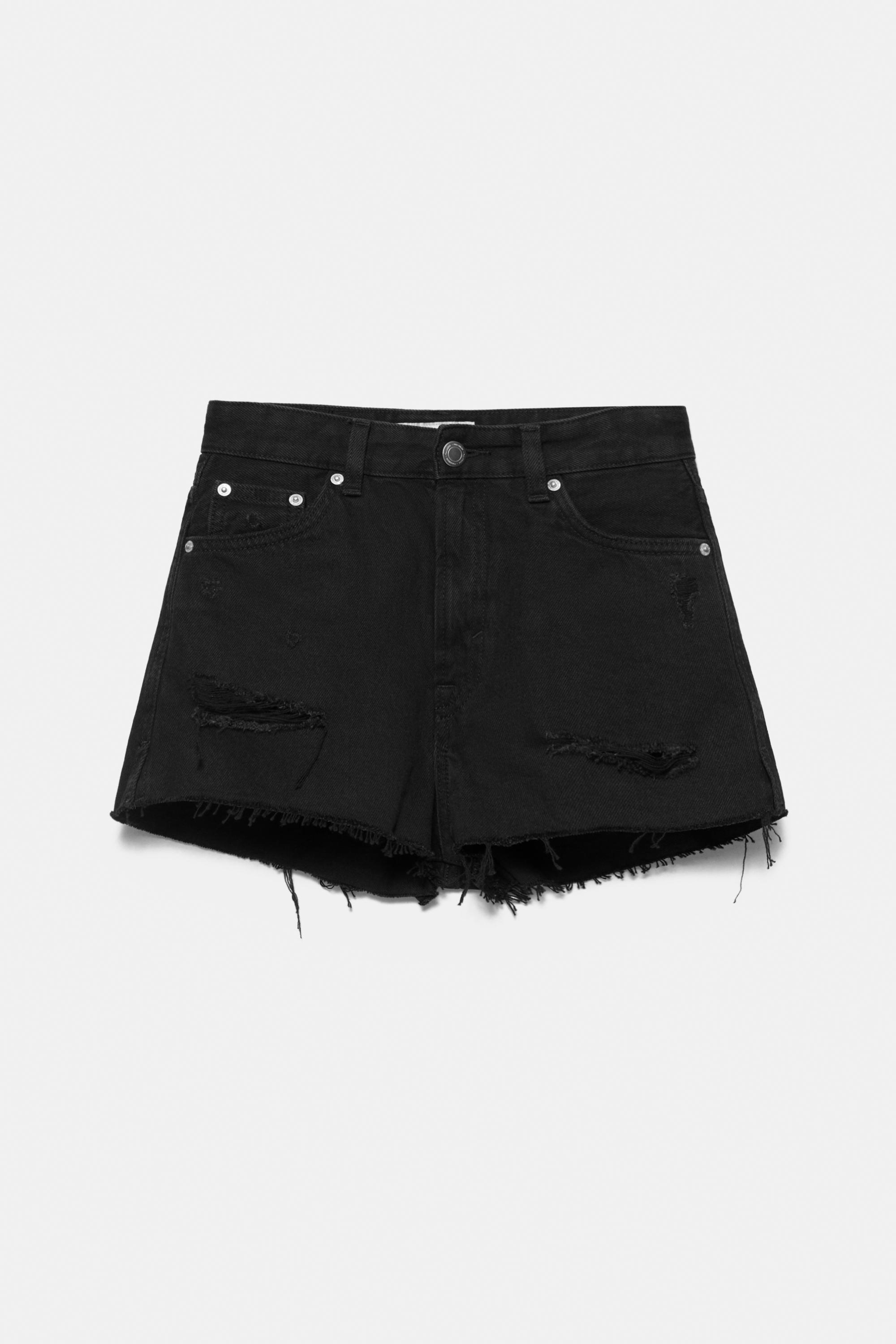 Mom fit ripped denim shorts — Black