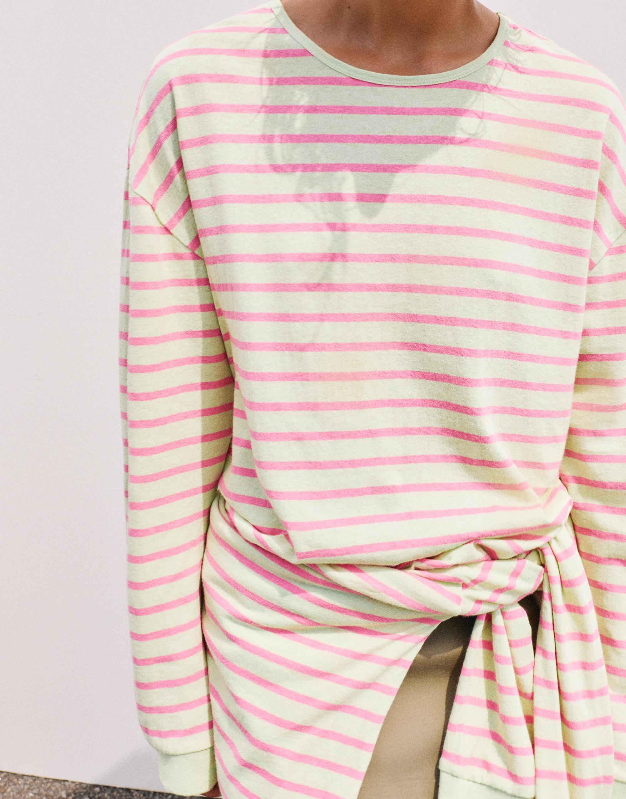 Oversize long sleeve striped T-shirt — Lime