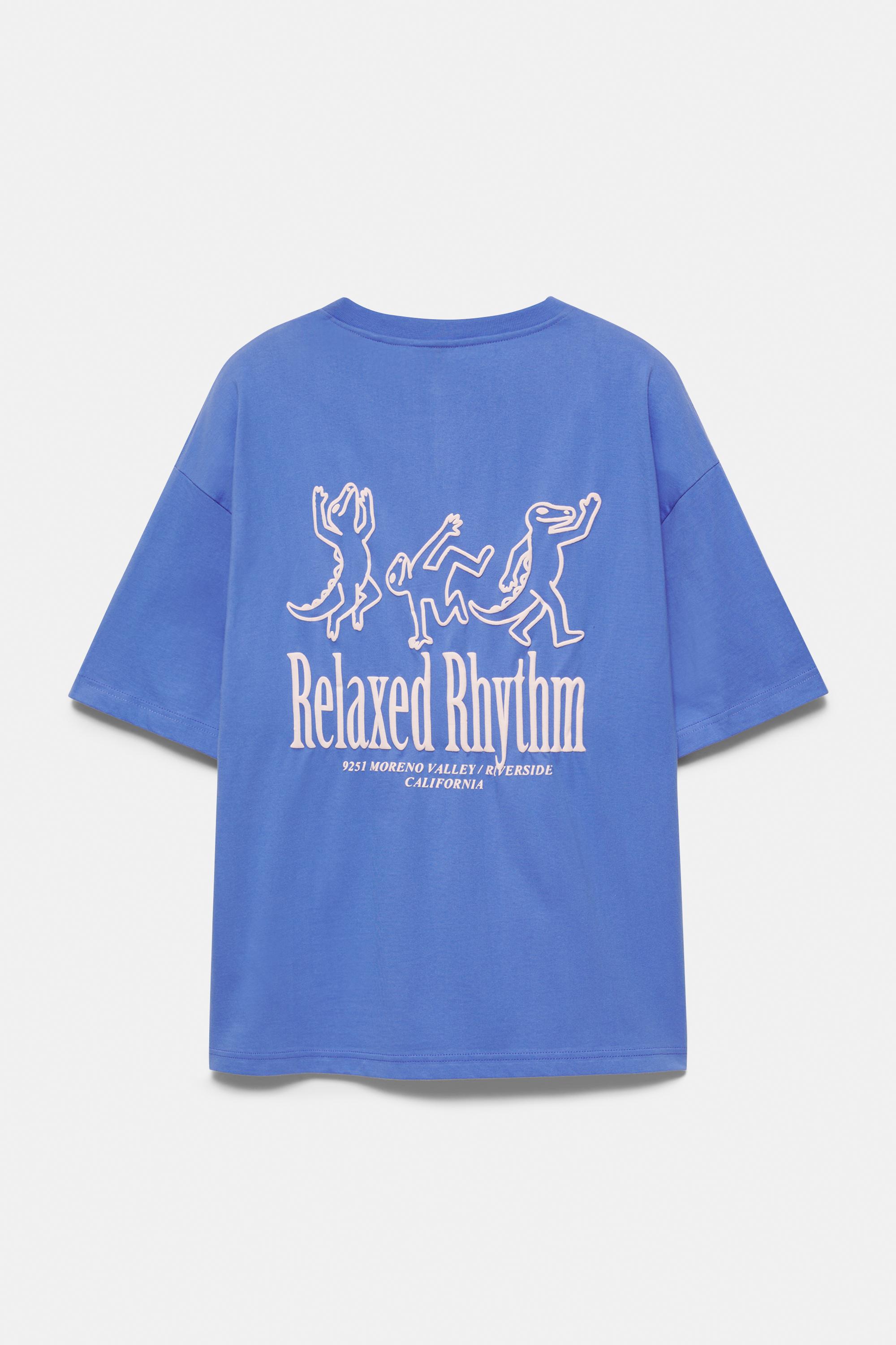 Relaxed fit textured graphic T-shirt — Deep blue