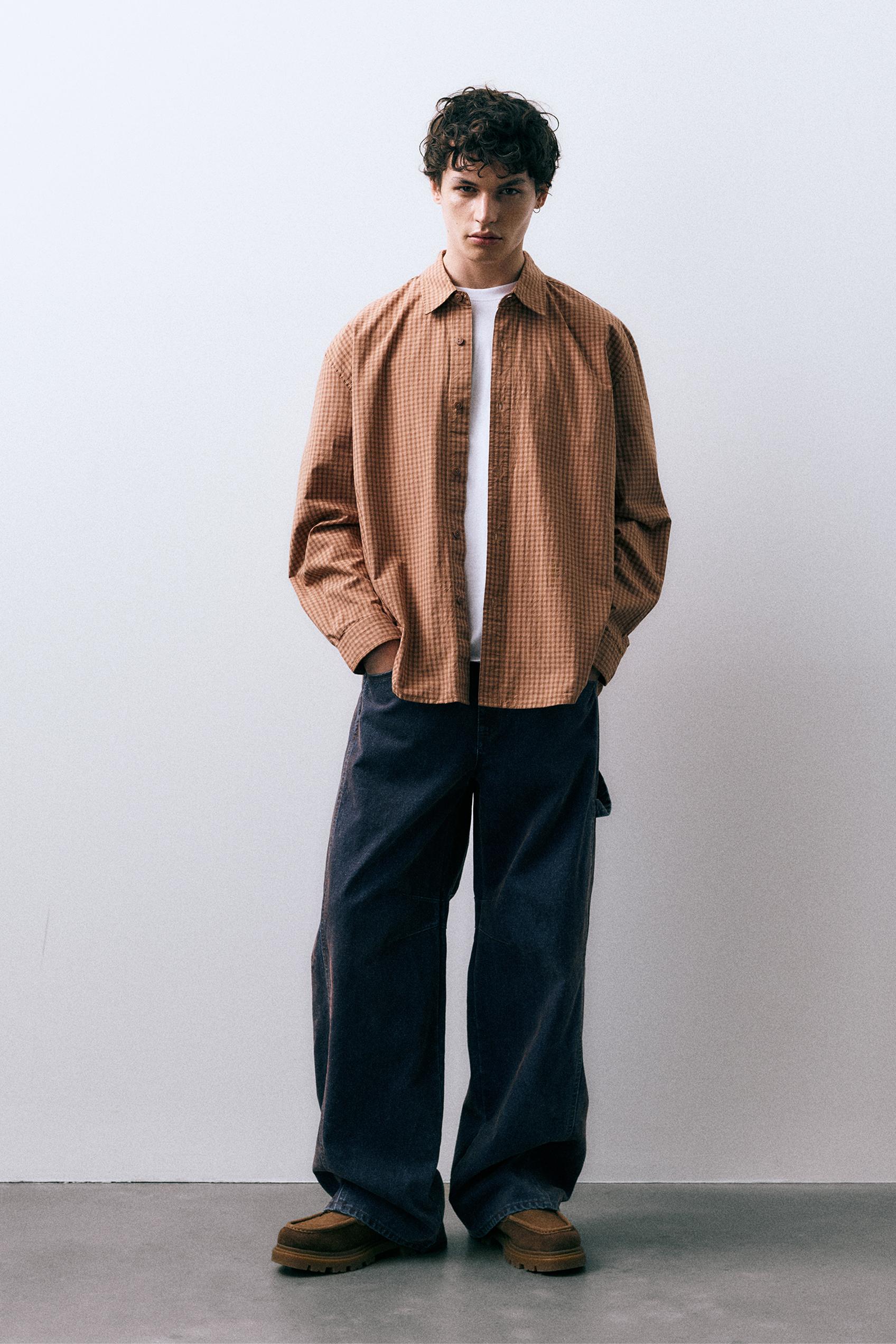 Orange check shirt — Orange